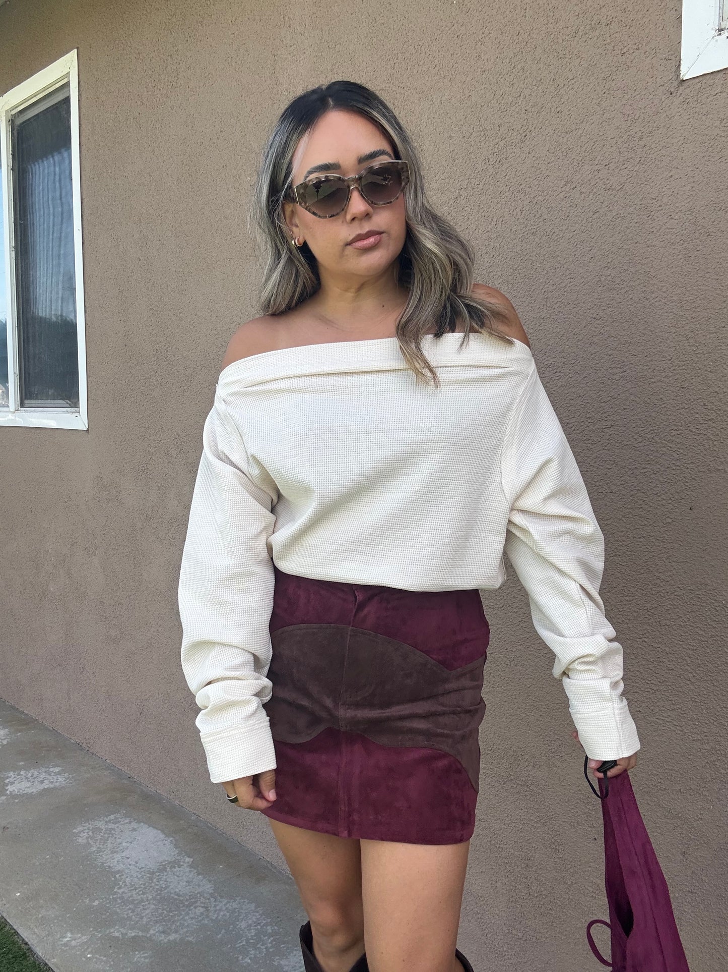 Fall For You Mini Skirt- Burgundy