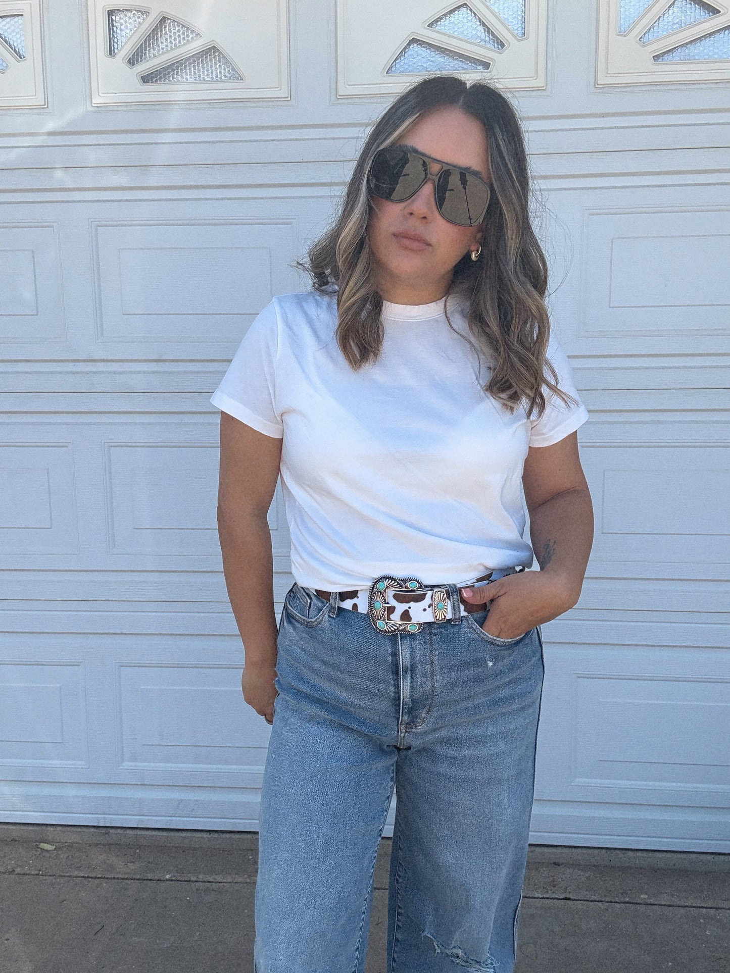 Fin de Semana Cow/Turquoise Belt