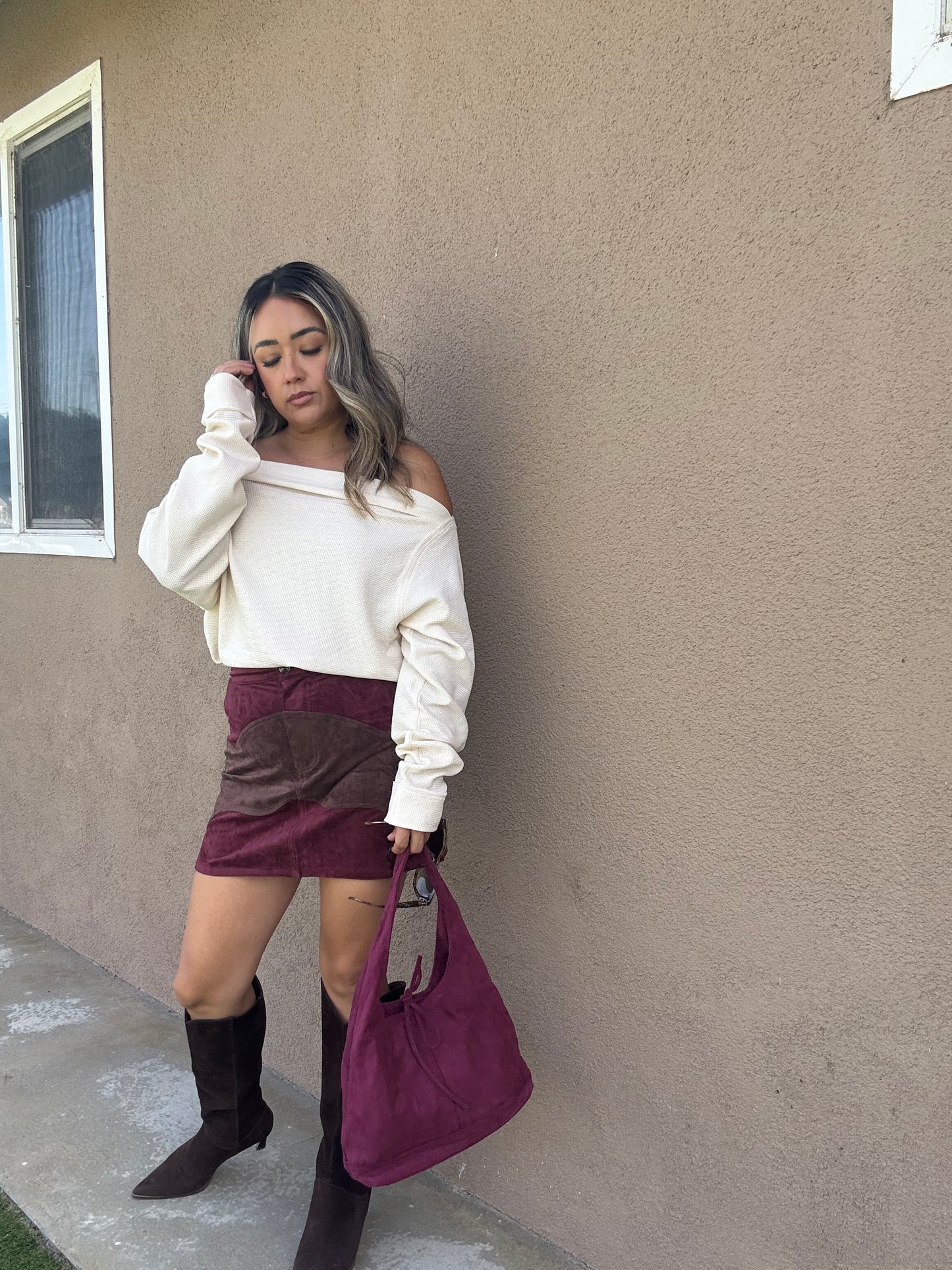 Fall For You Mini Skirt- Burgundy
