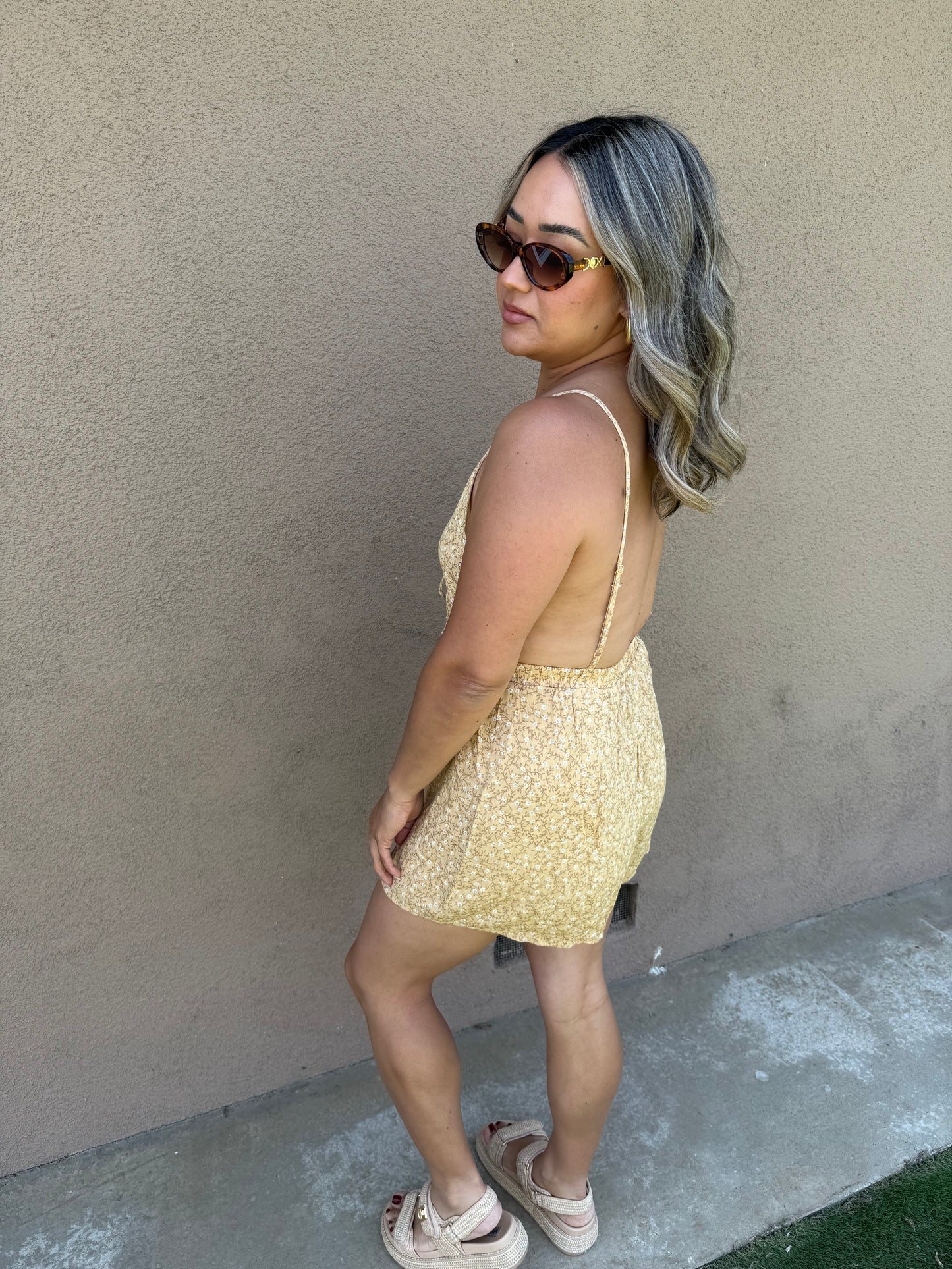 Golden Girl Floral Romper