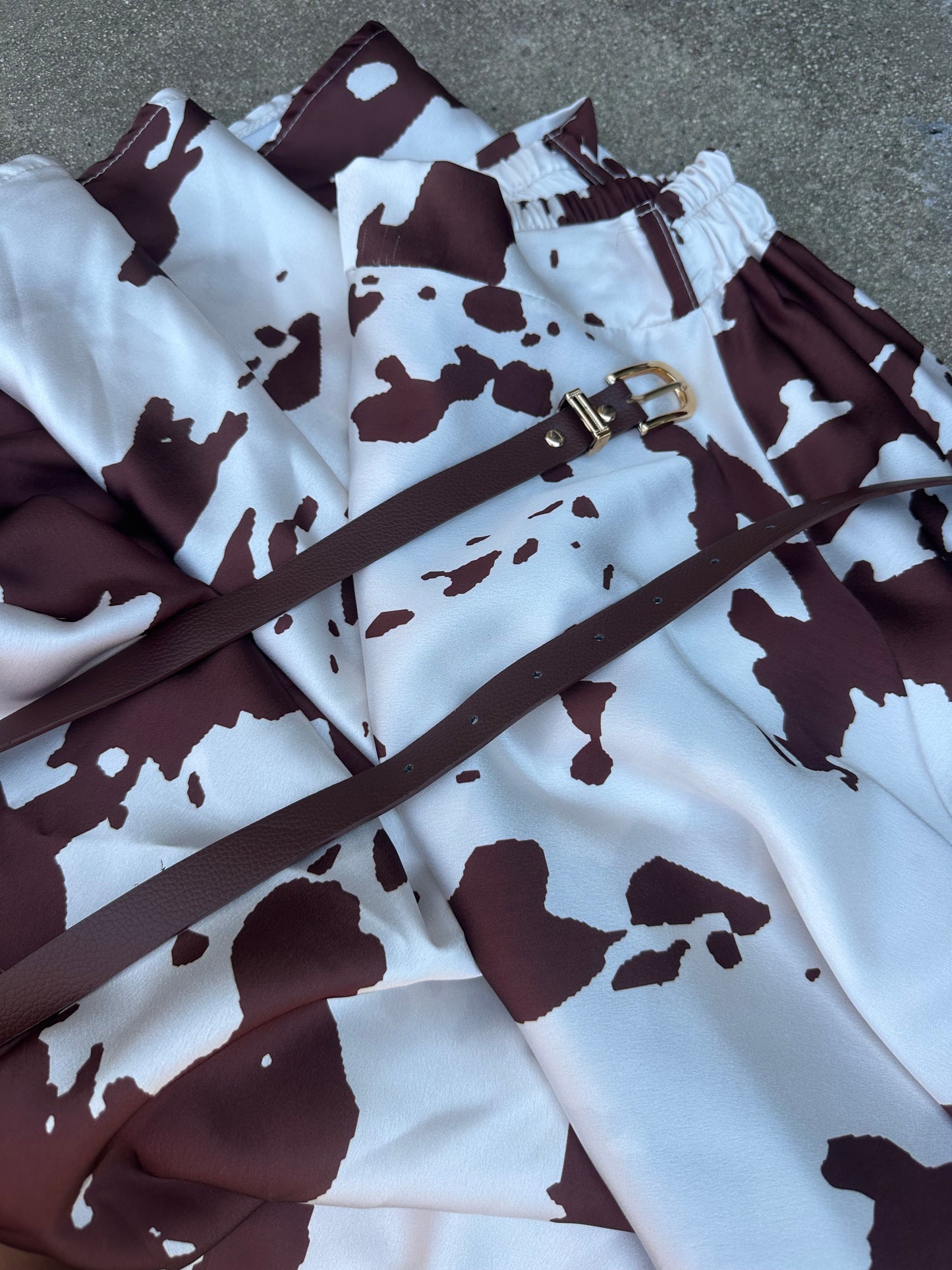 Kamila Long Satin Belted Skirt