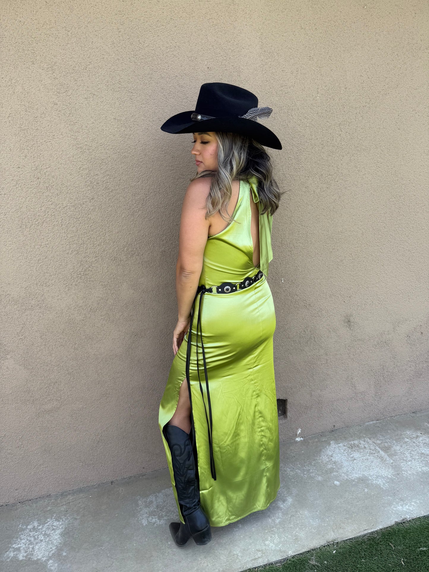 Laney Satin High Neck Dress