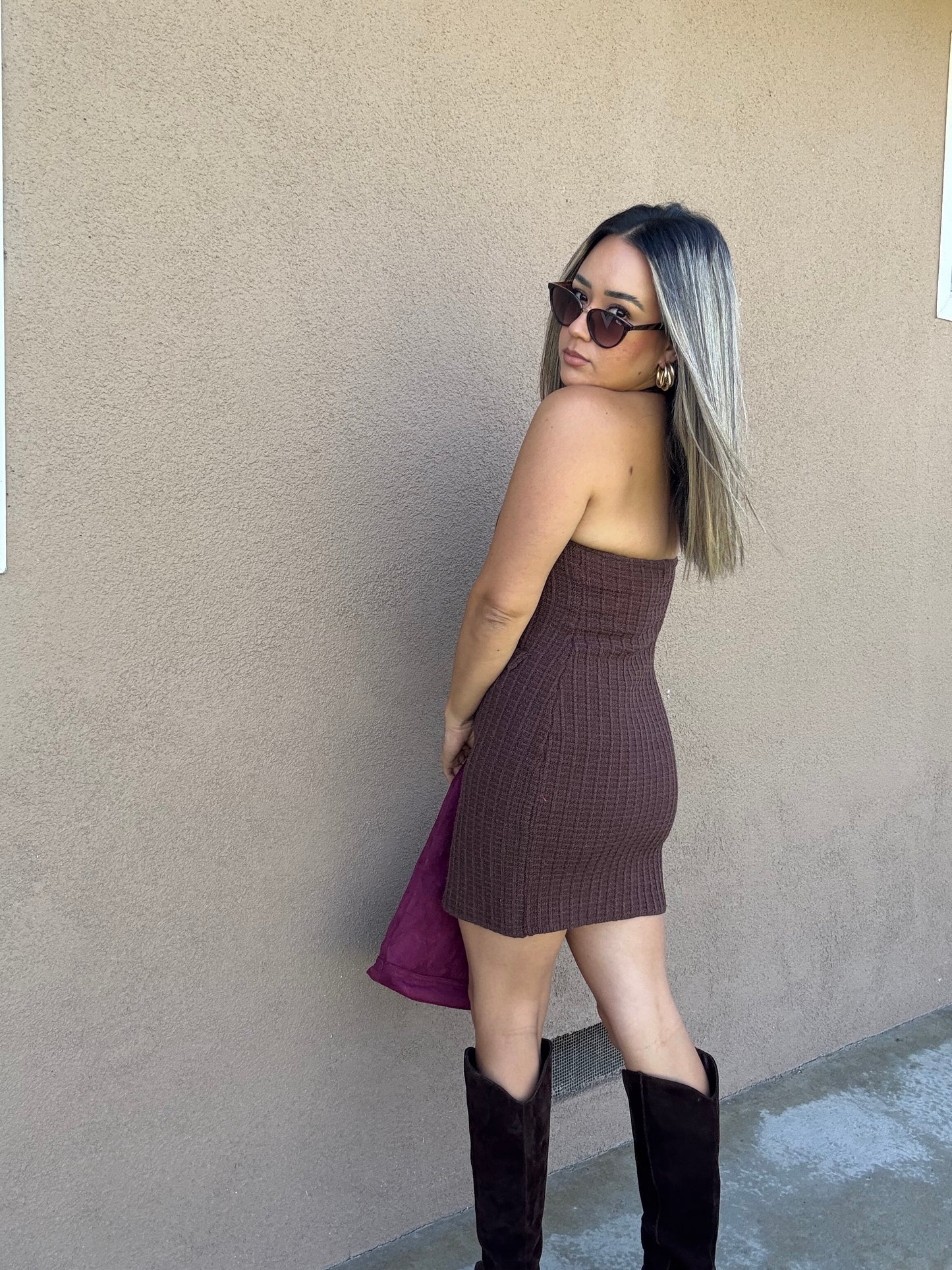 Fall Prep Mini Chocolate Halter Dress