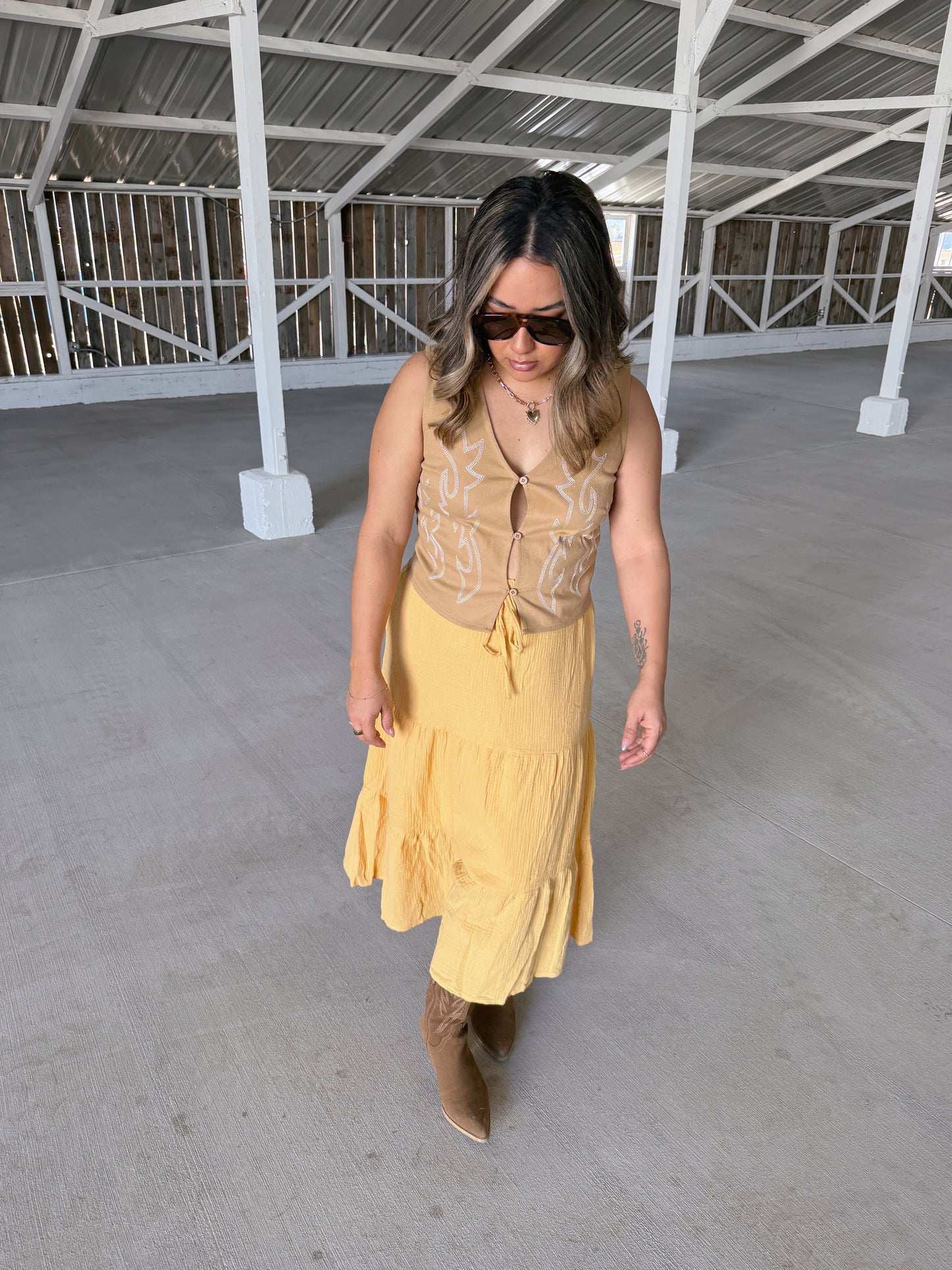 Rising Western Embroidery Denim Vest