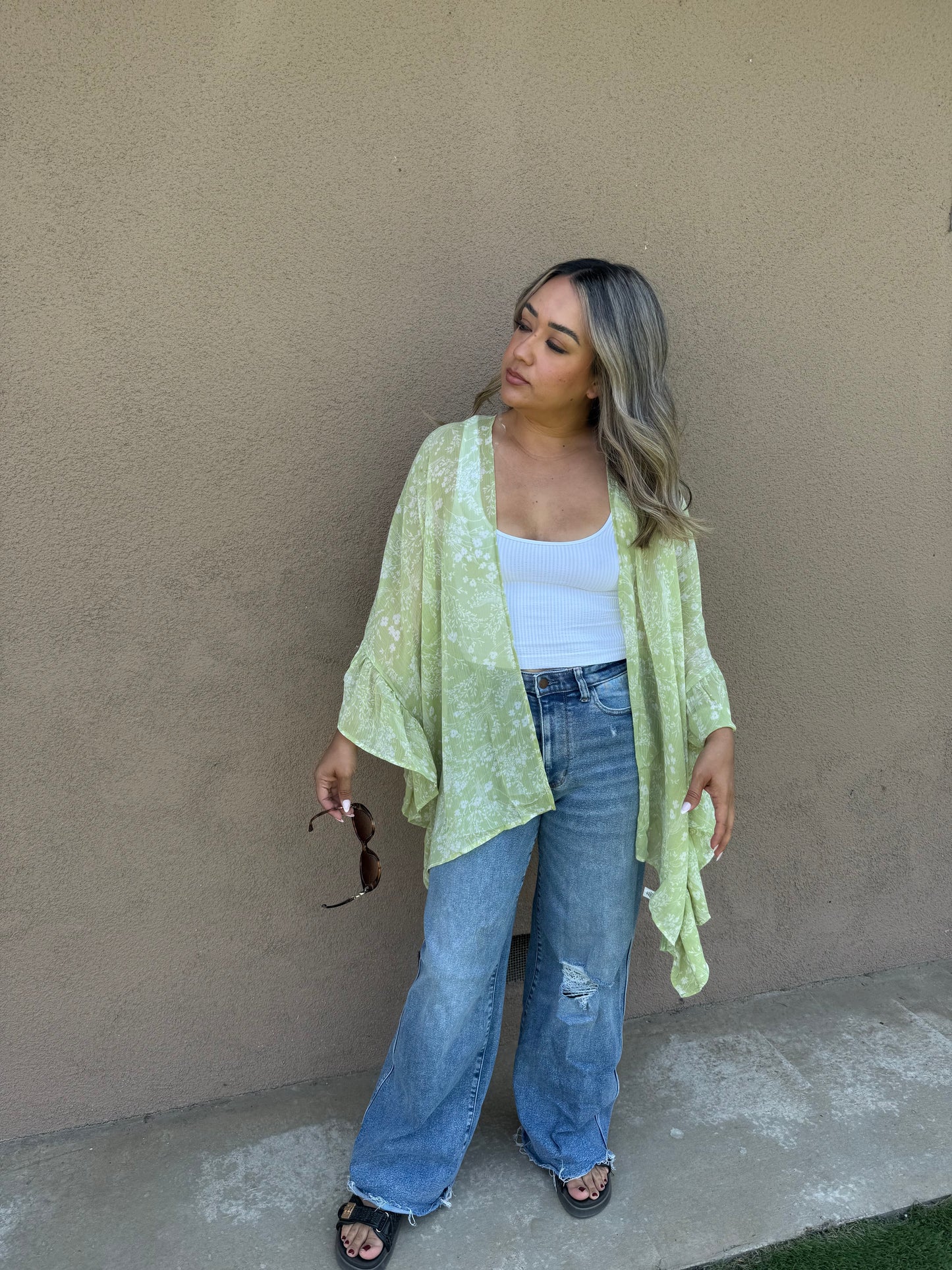 Poppy Floral Ruffled Kimono