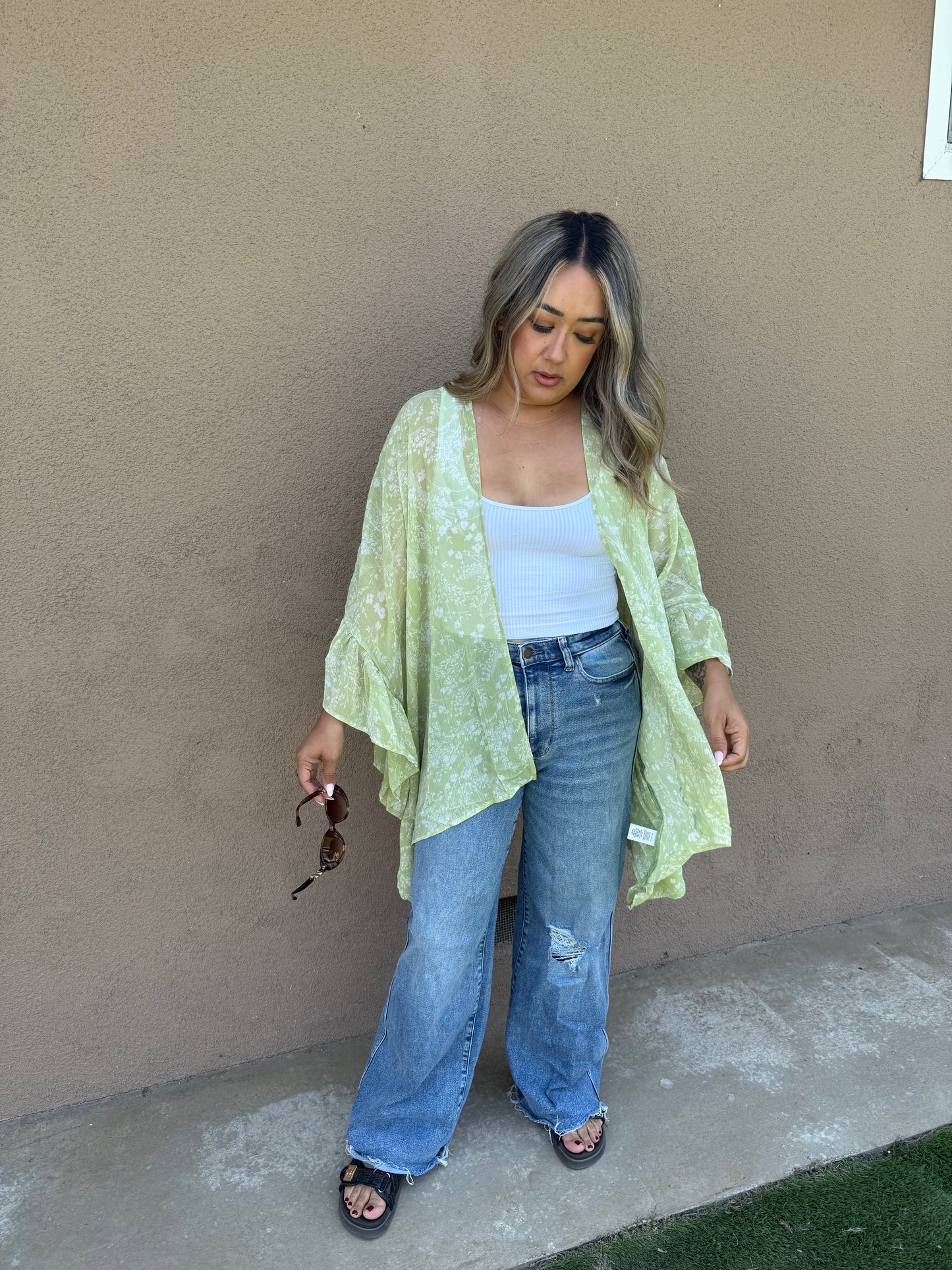 Poppy Floral Ruffled Kimono