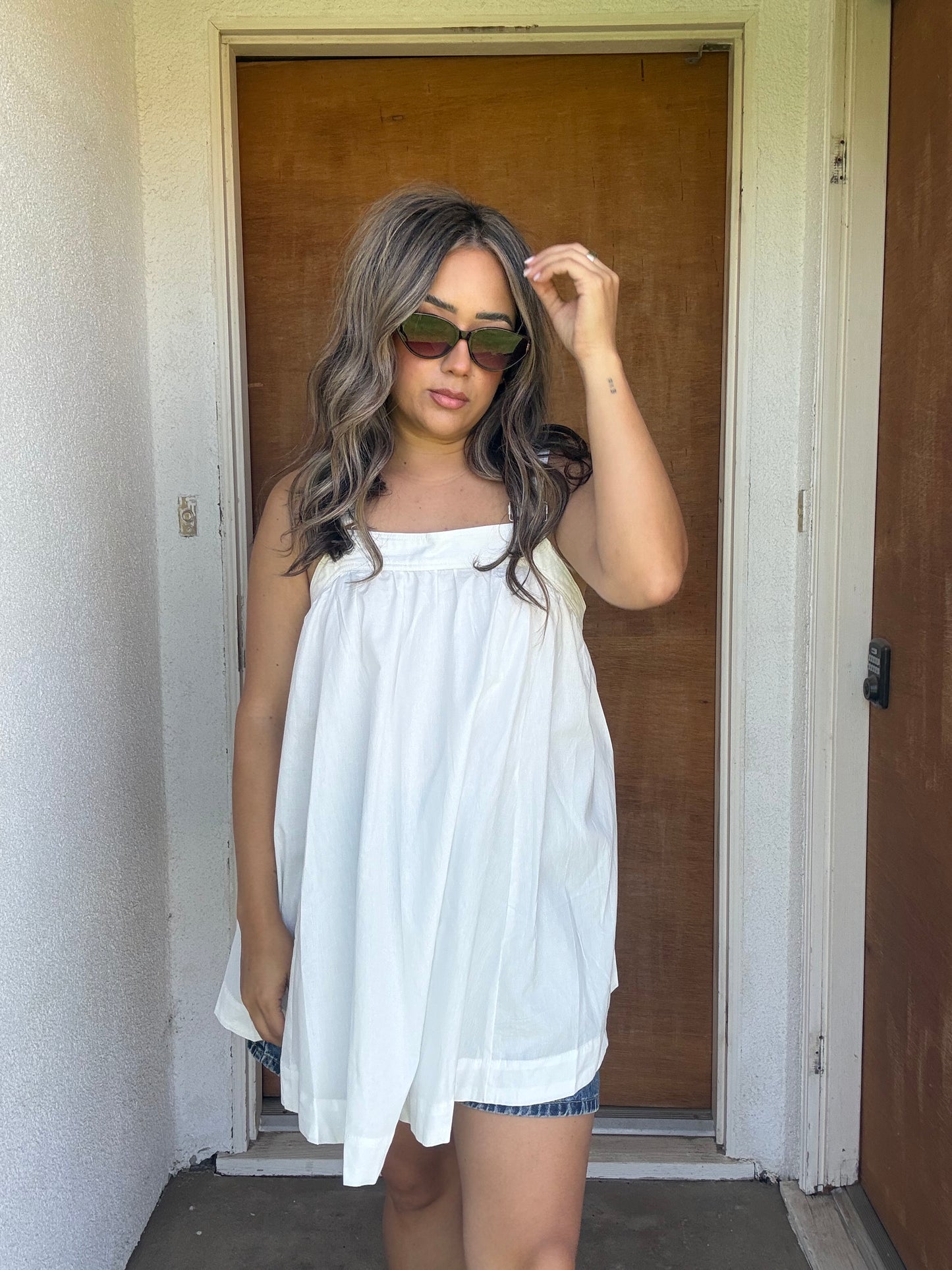 Kennedy Overall Dress- White
