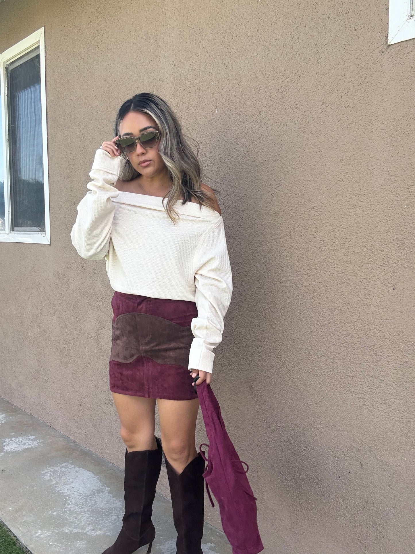 Fall For You Mini Skirt- Burgundy