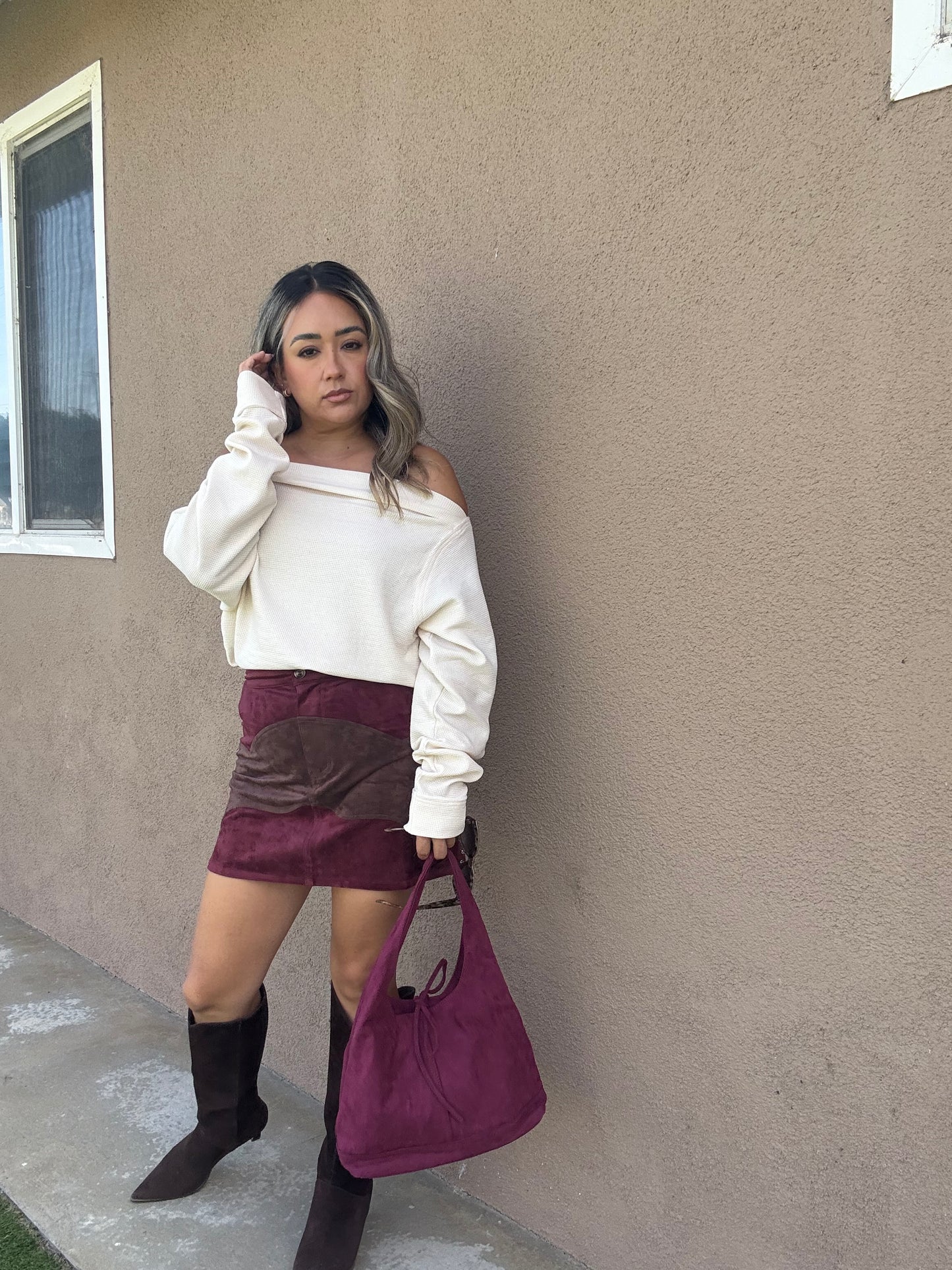 Fall For You Mini Skirt- Burgundy