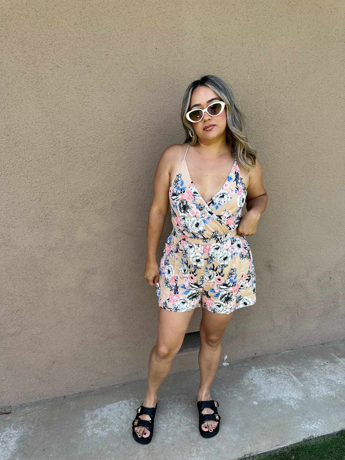 Amelia Open Back Lace Up Romper
