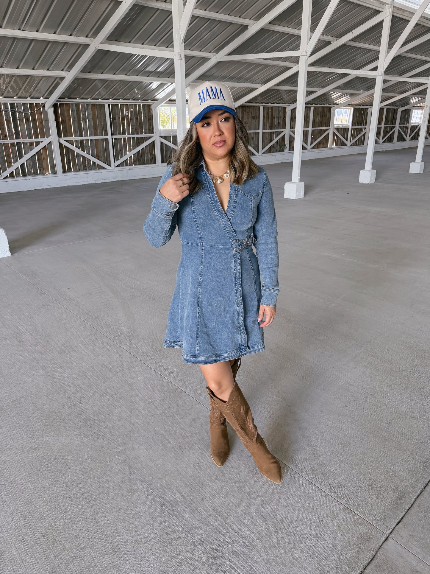 Lucky Girl Western Buckle Wrap Dress