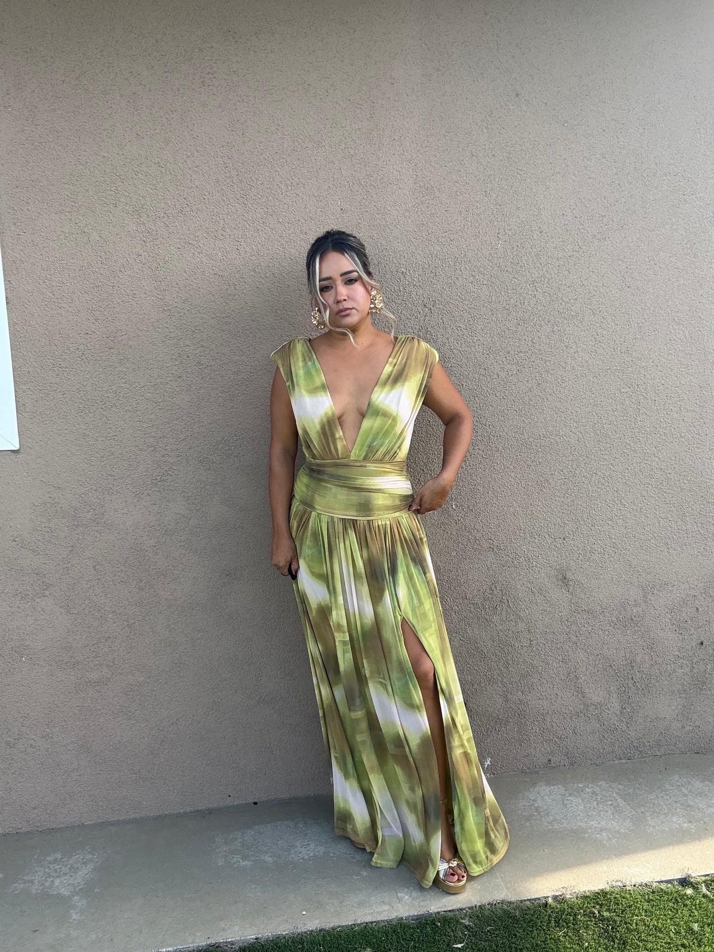 Love Me Not Slit Mesh Maxi Dress