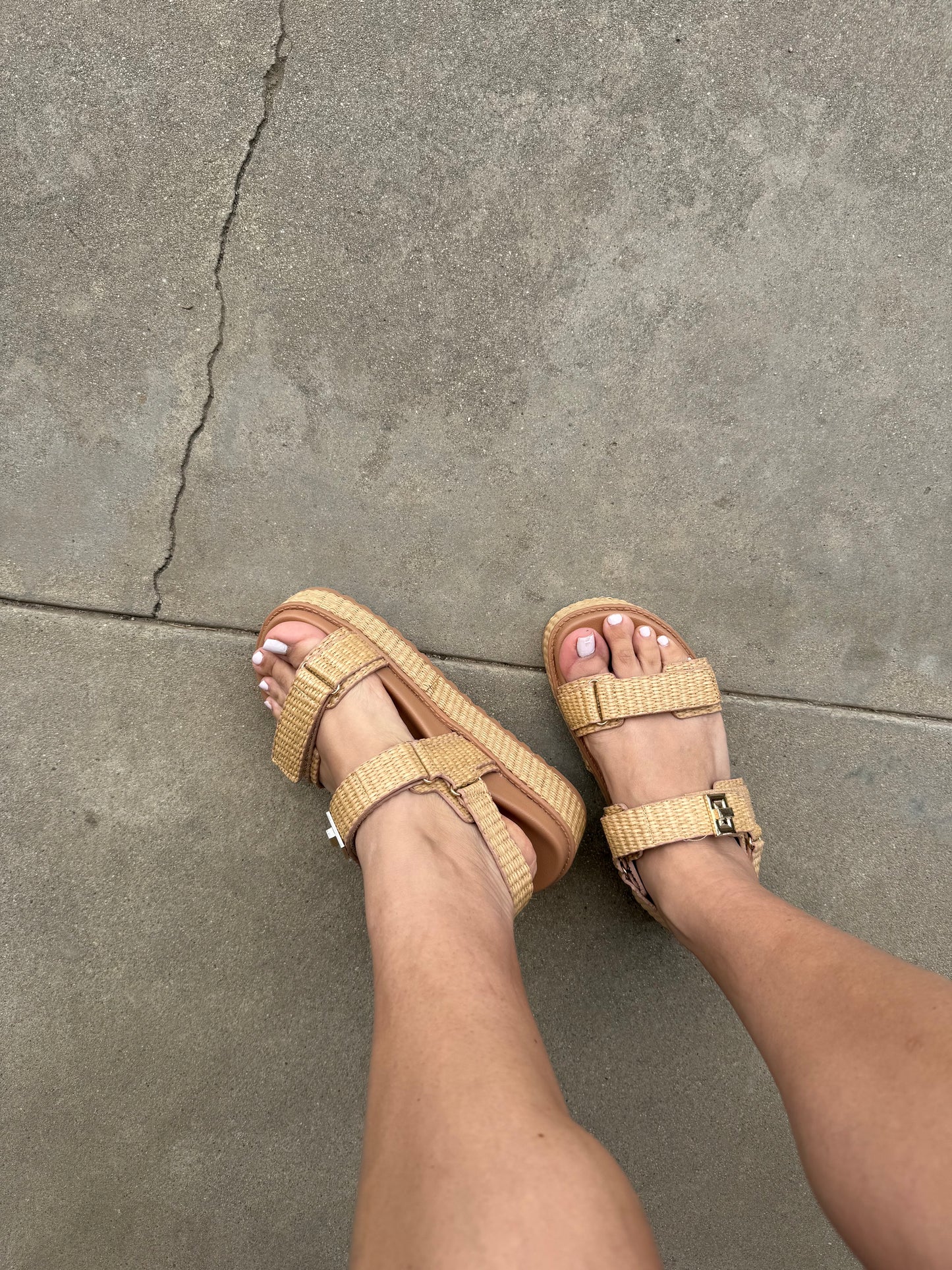 Traci Platform Beige Raffia Sandal