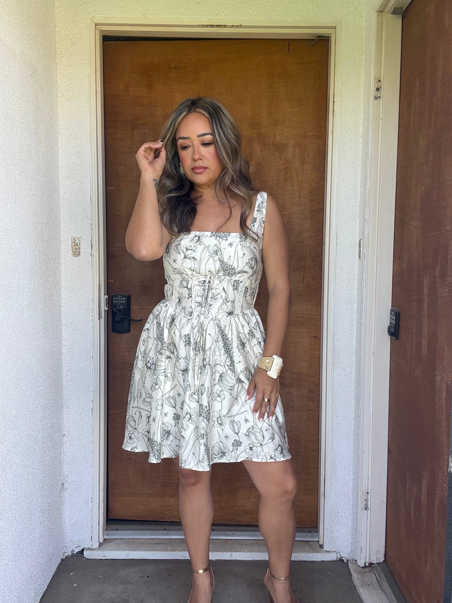 Londres Lace Up Mini Dress