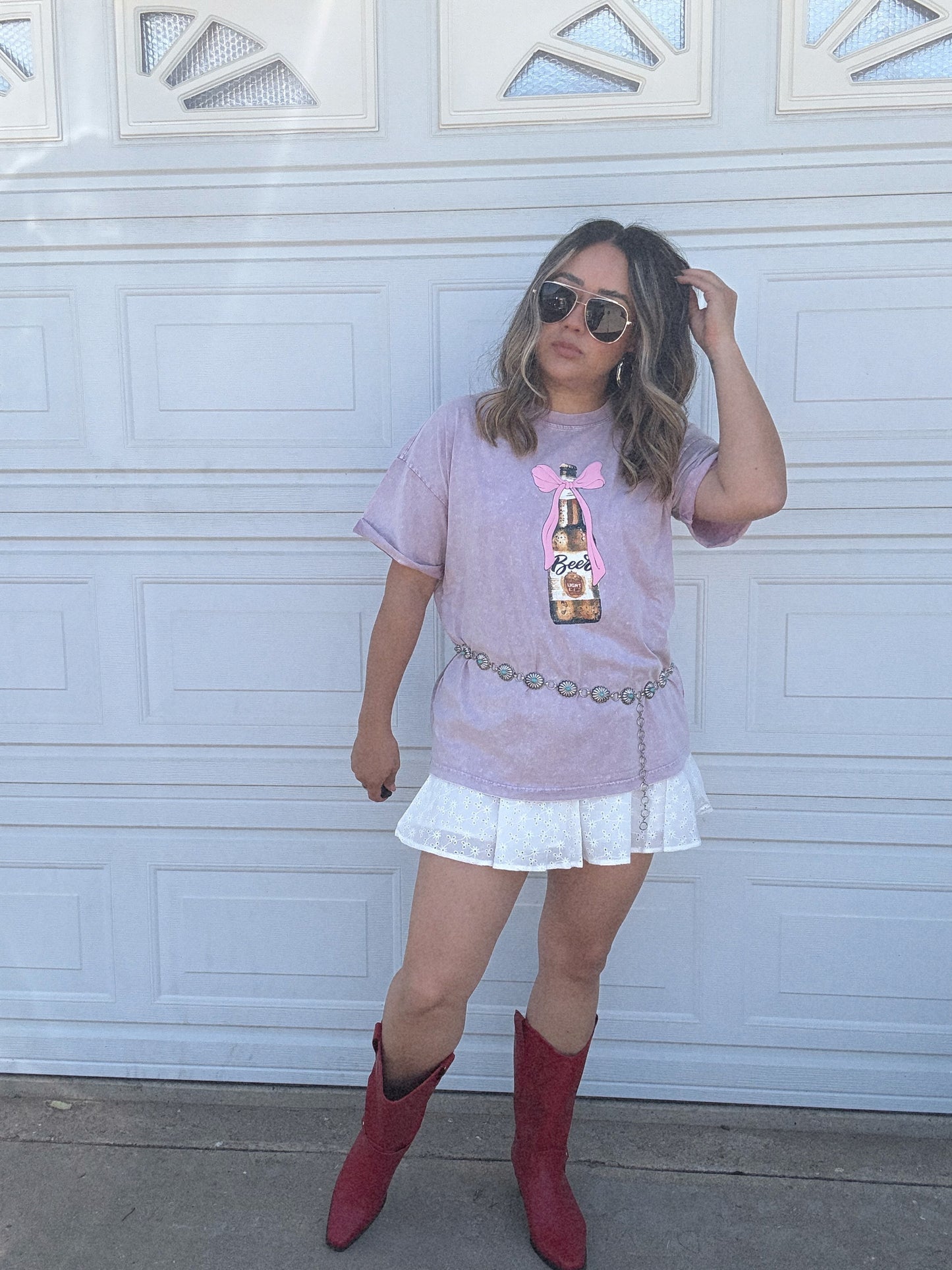 Bows n’ Beers Tee- Lavender