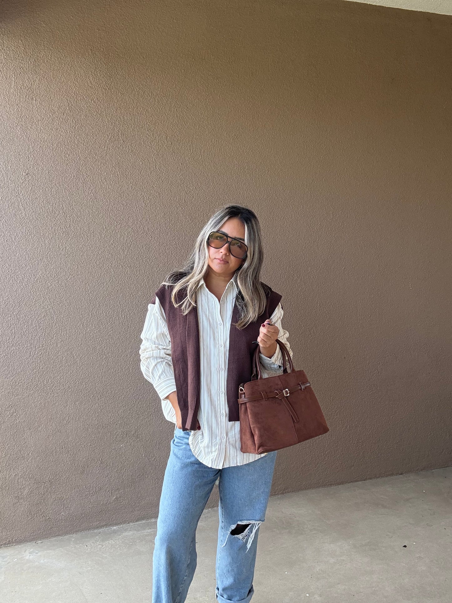 She’s Chic Suede Bag- Cognac