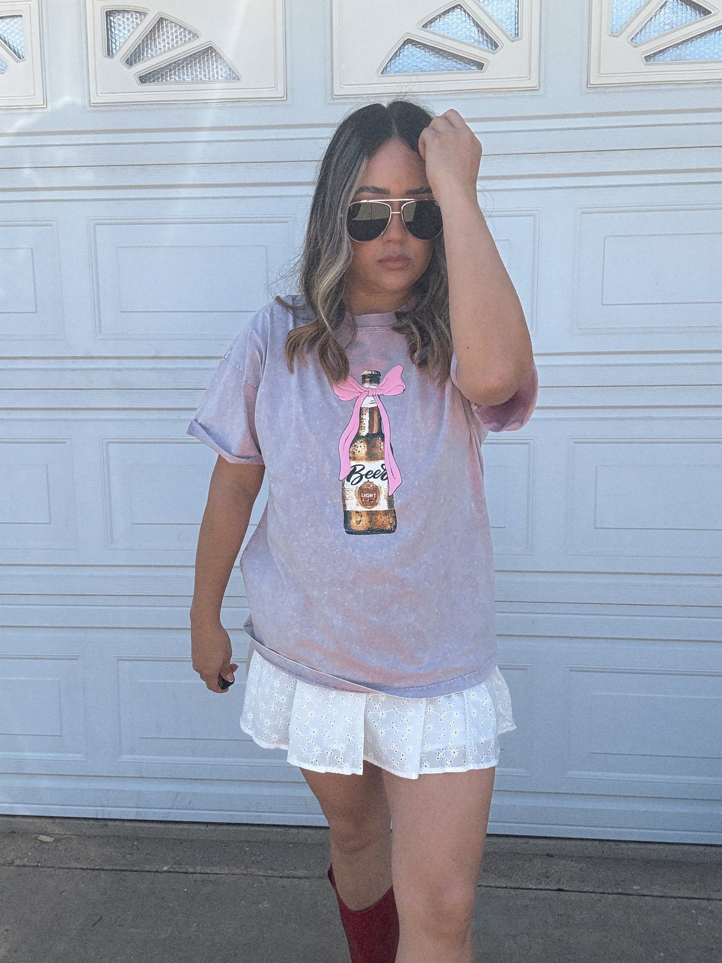 Bows n’ Beers Tee- Lavender