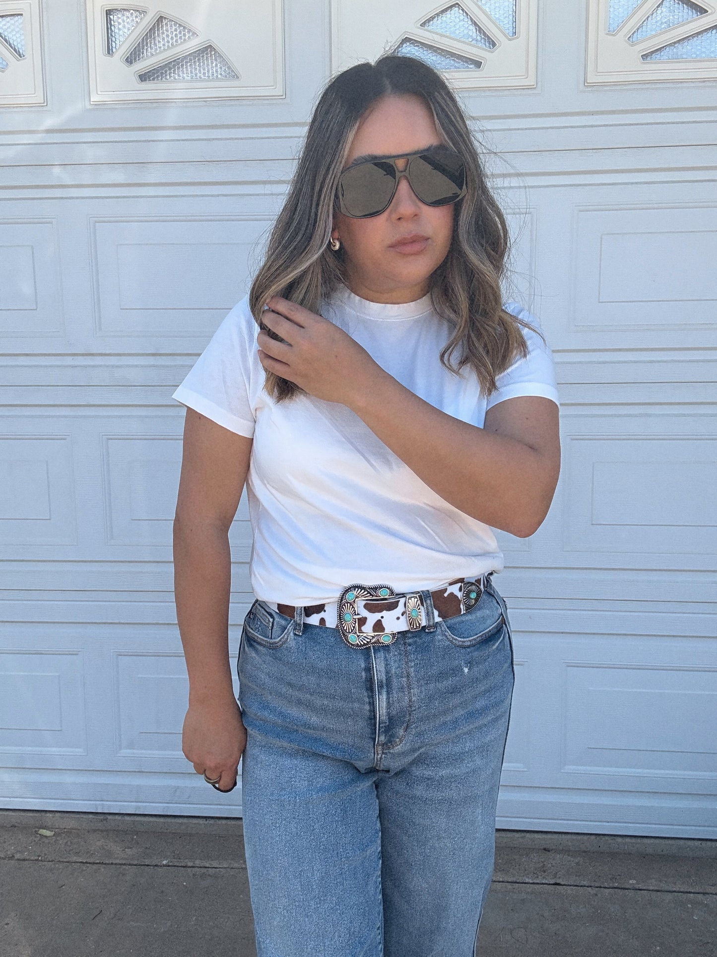 Fin de Semana Cow/Turquoise Belt