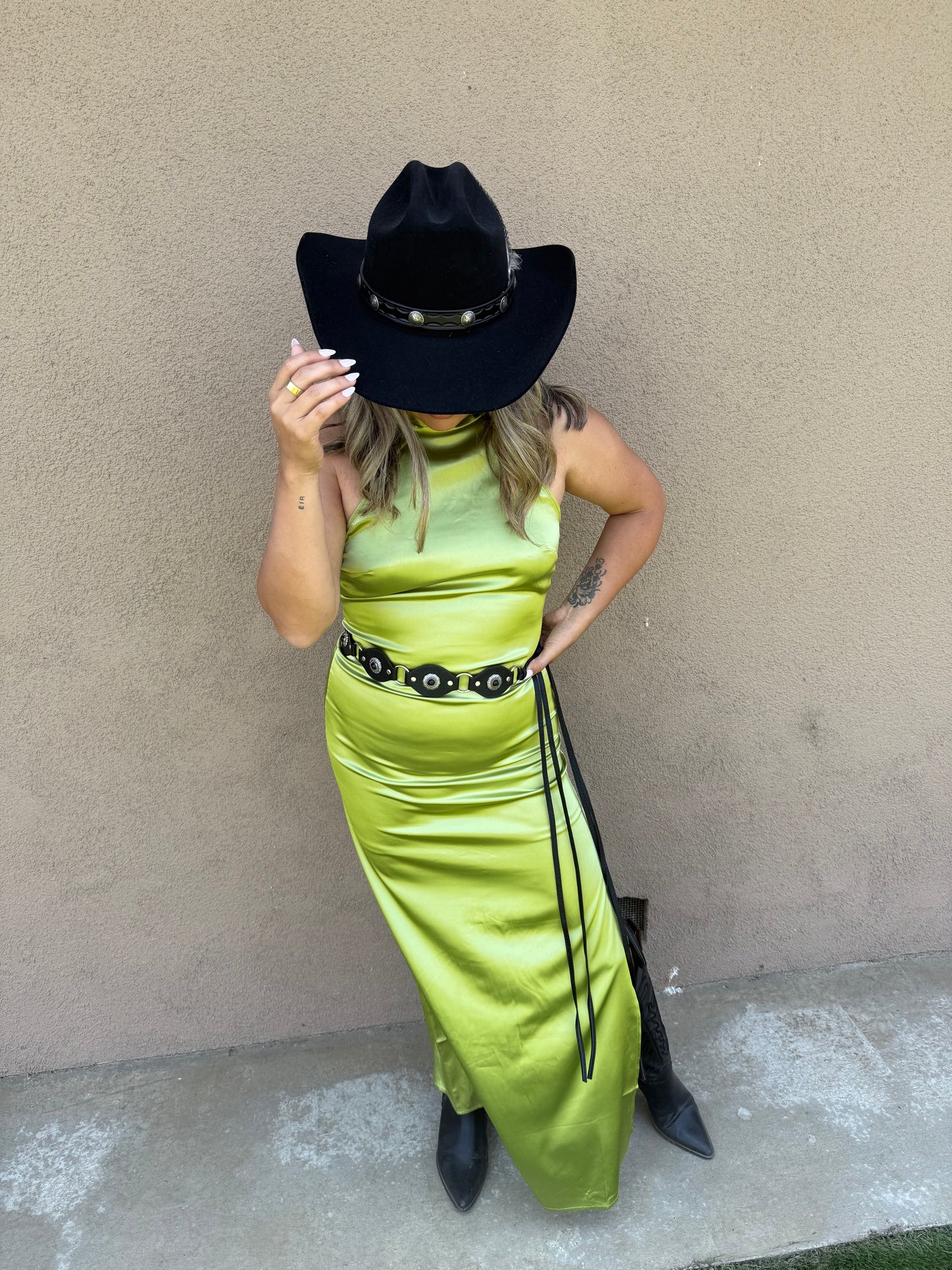 Laney Satin High Neck Dress