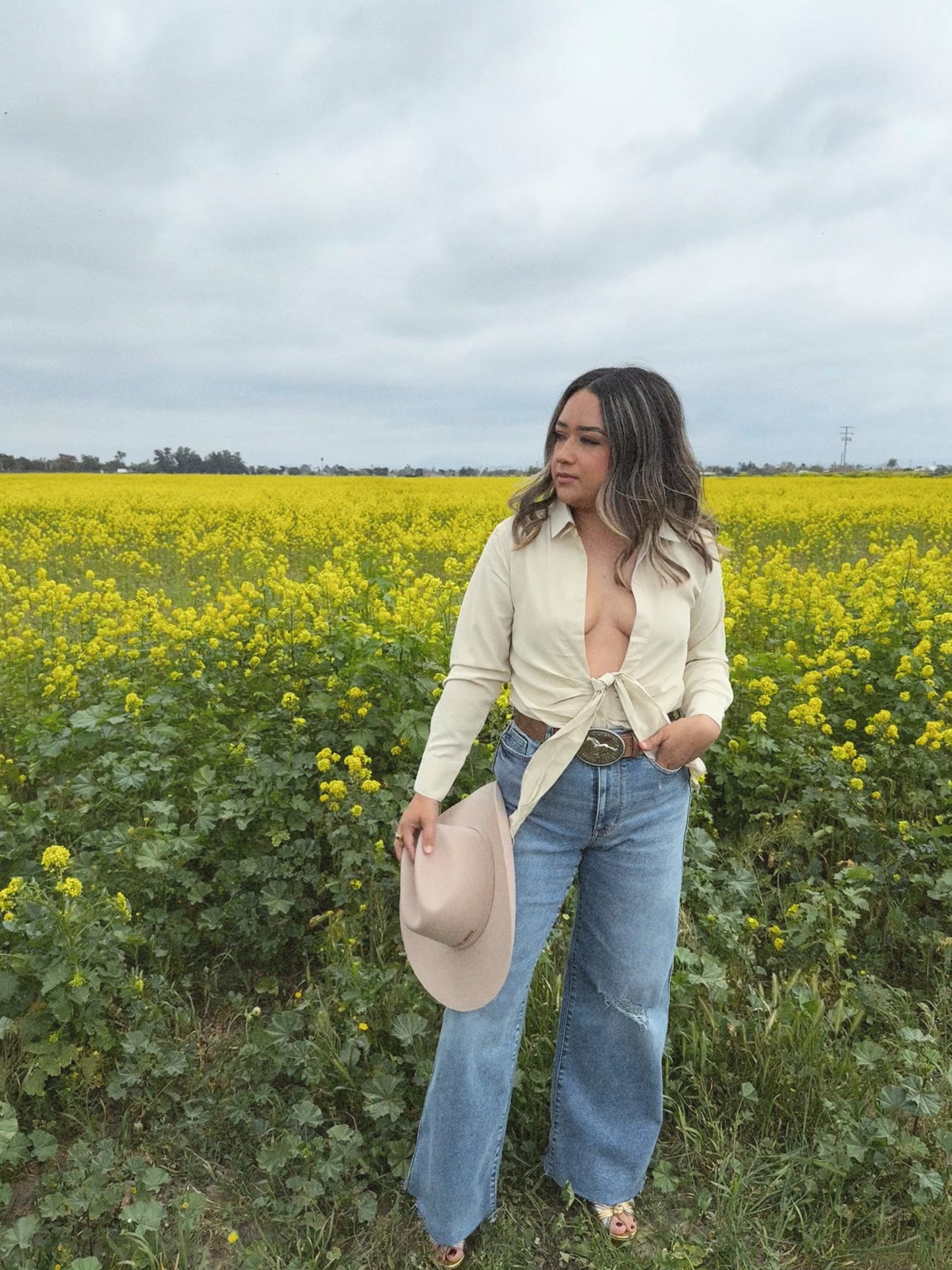Casi Completa Button Down Top- Oatmeal