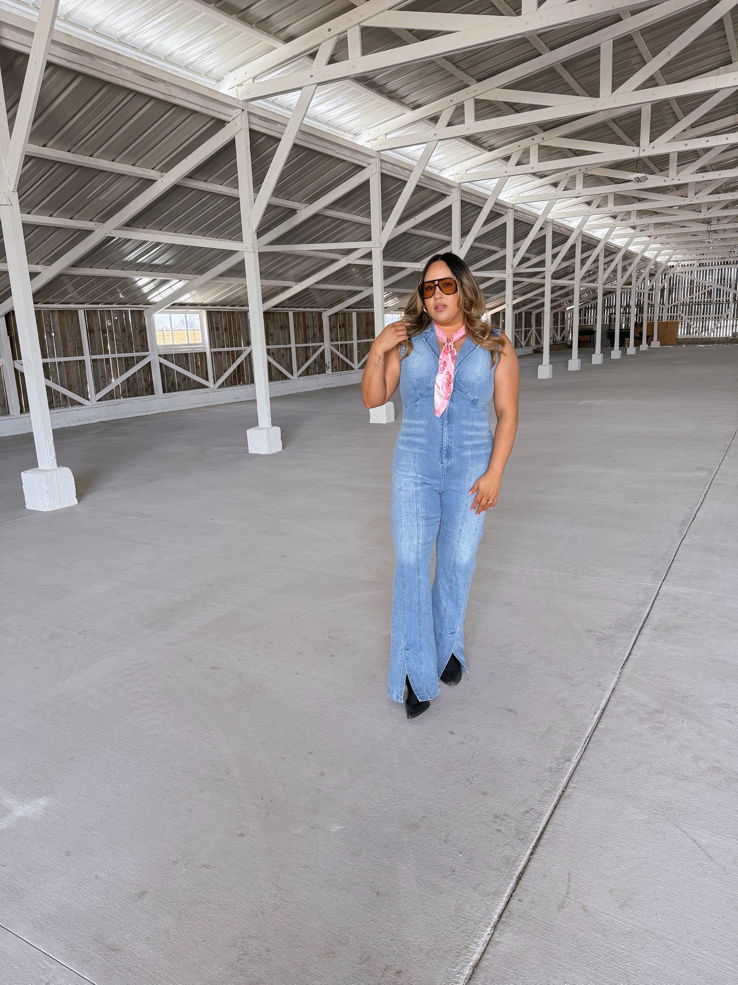 Make It Happen Collared Denim Jumpsuit