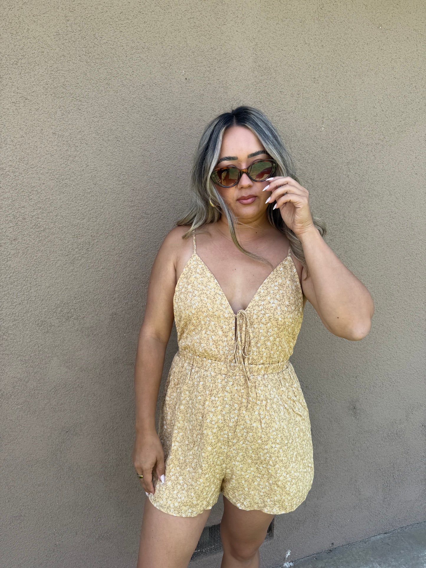 Golden Girl Floral Romper