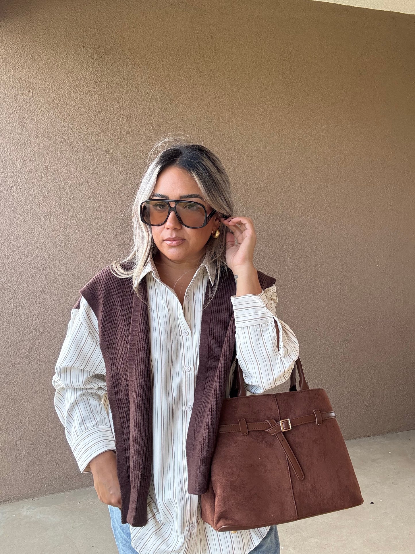 She’s Chic Suede Bag- Cognac