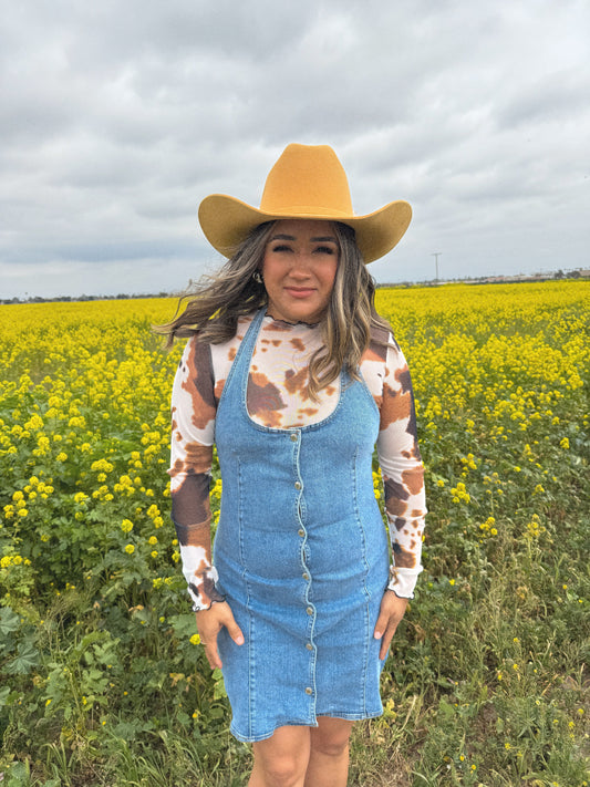 Amor Mío Mini Halter Denim Dress