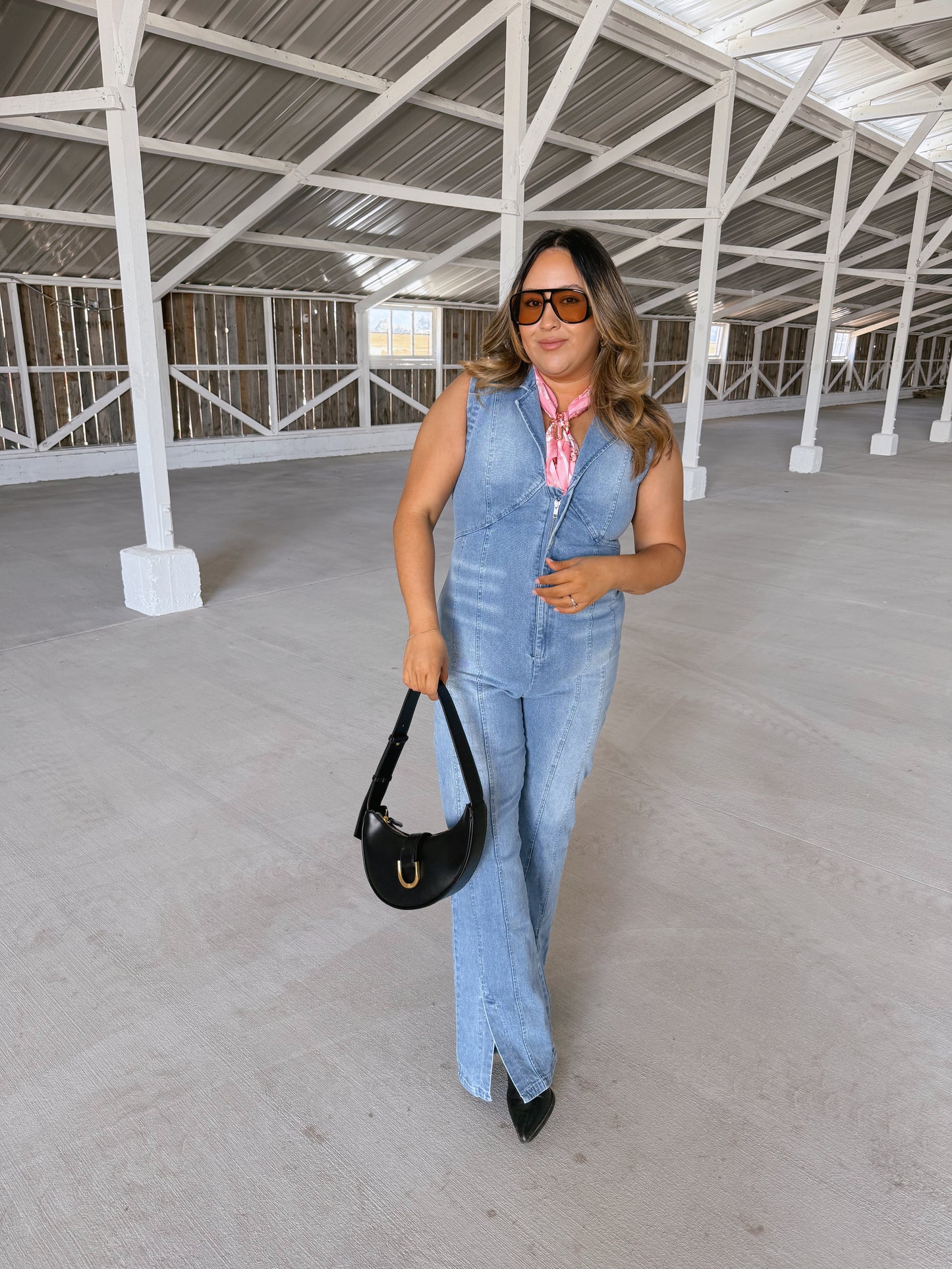 Make It Happen Collared Denim Jumpsuit