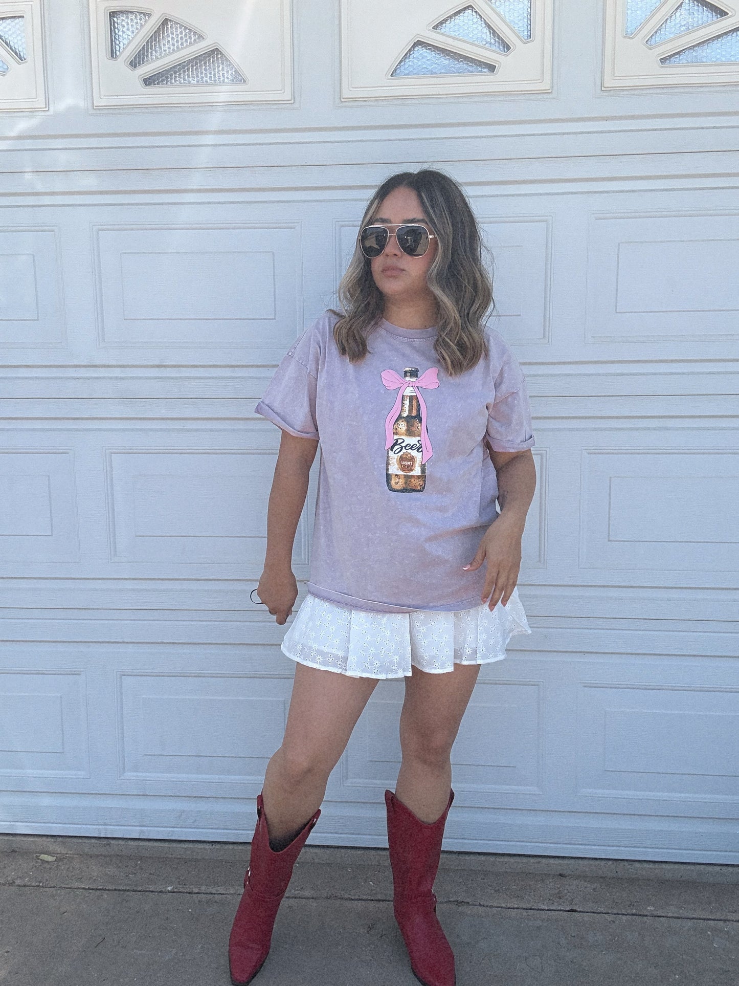 Bows n’ Beers Tee- Lavender