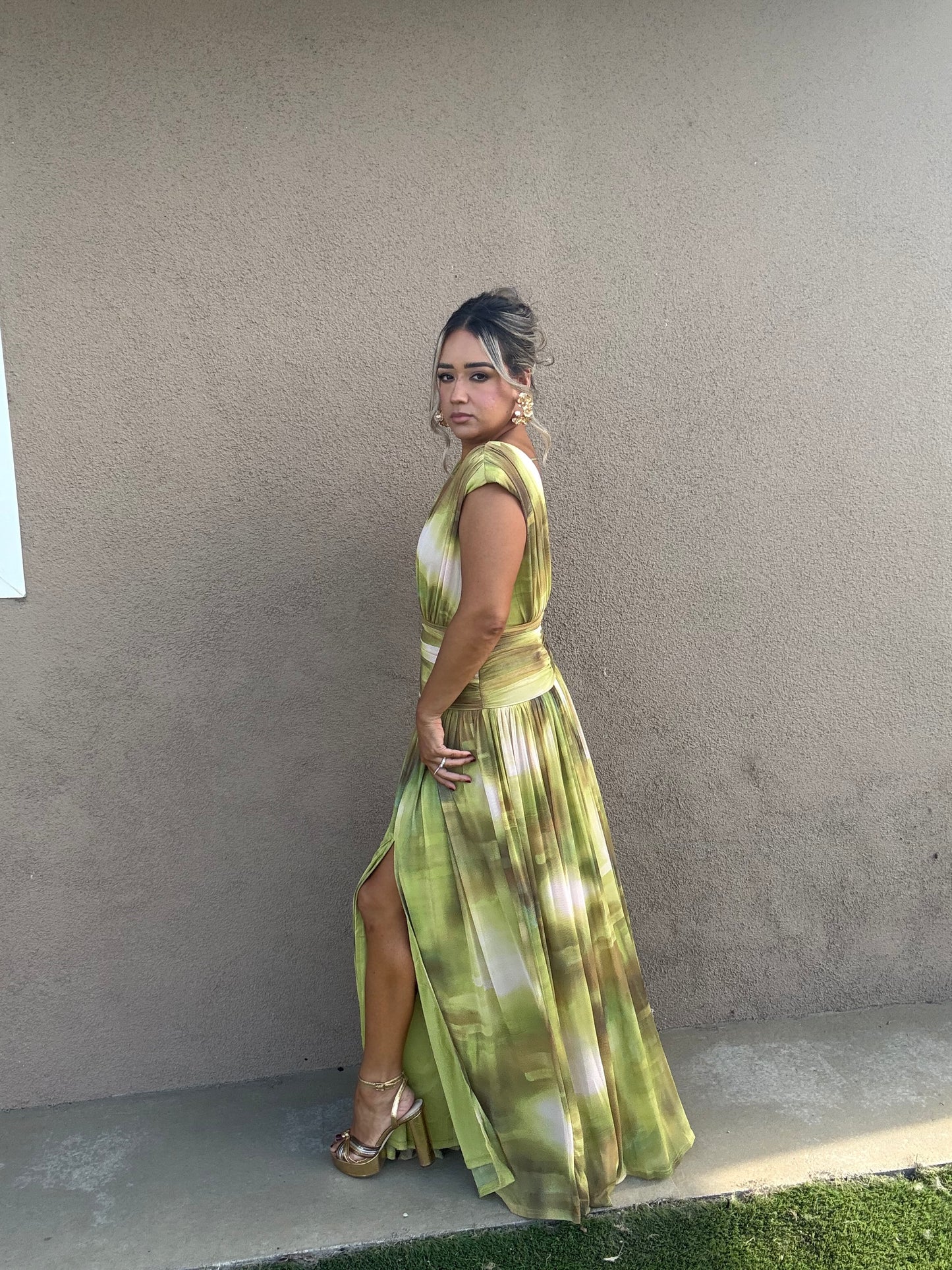 Love Me Not Slit Mesh Maxi Dress