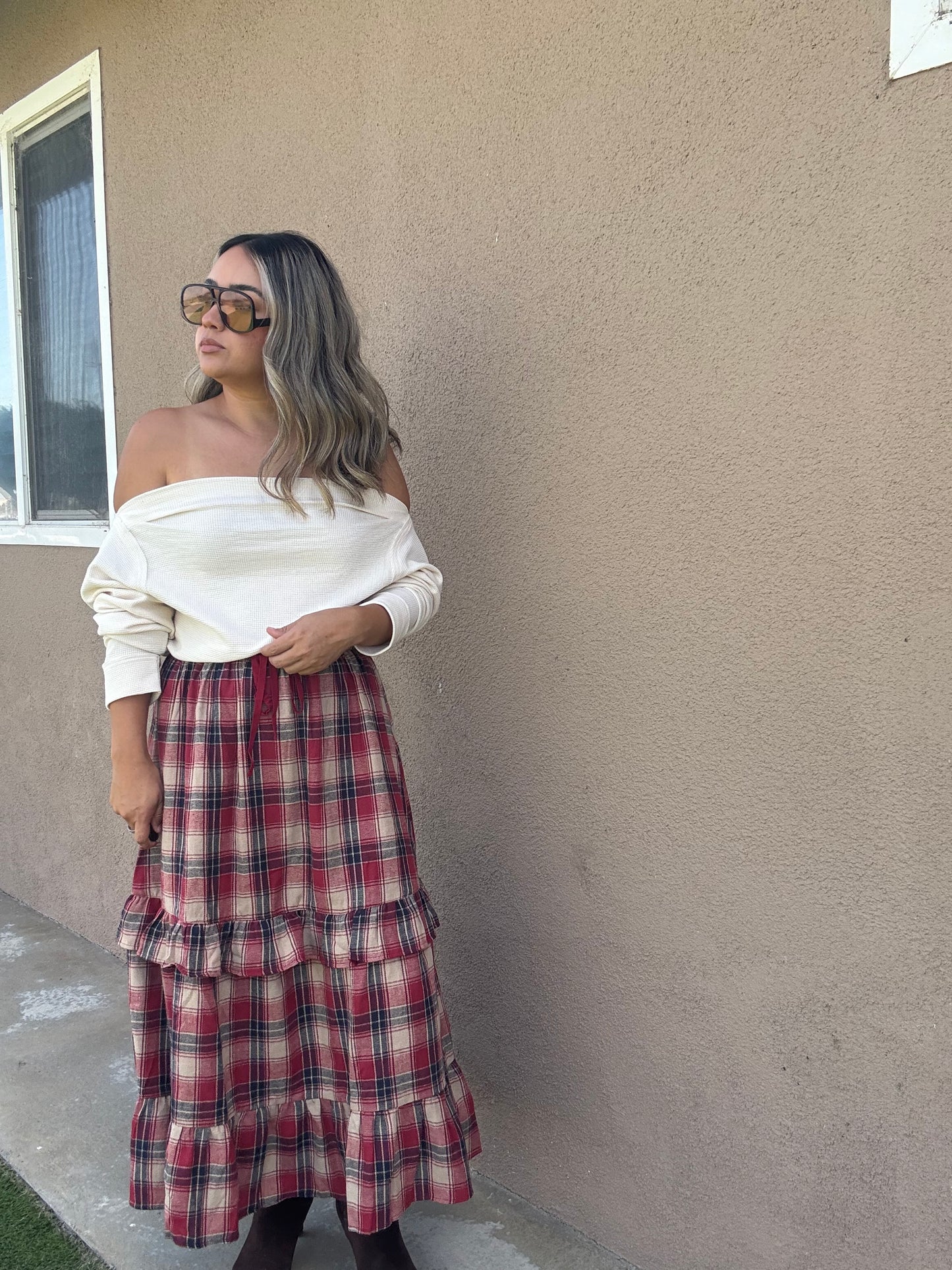 Checked Out Maxi Plaid Skirt