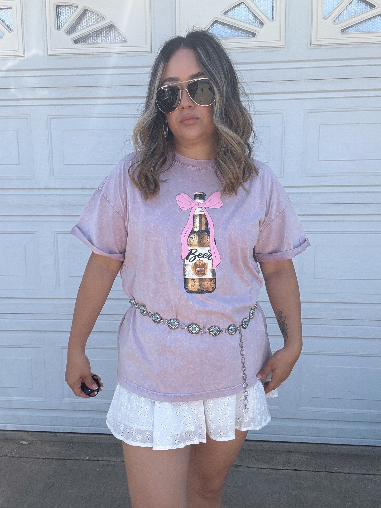 Bows n’ Beers Tee- Lavender