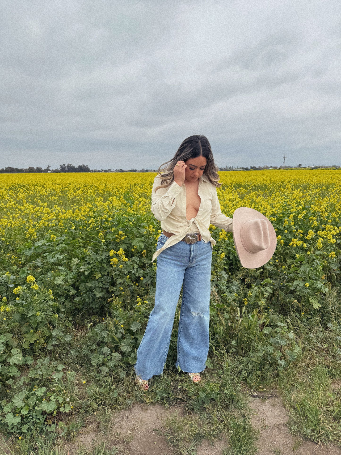 Casi Completa Button Down Top- Oatmeal