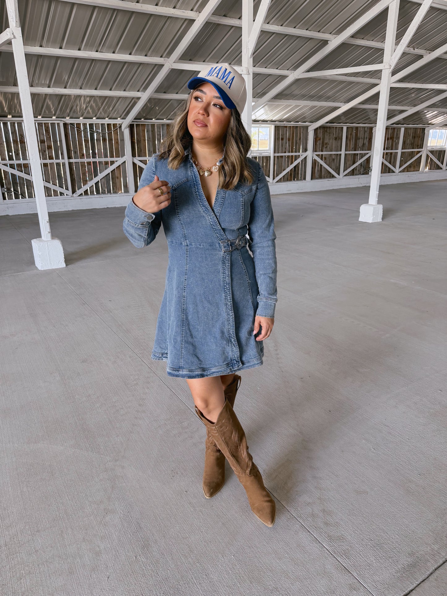 Lucky Girl Western Buckle Wrap Dress