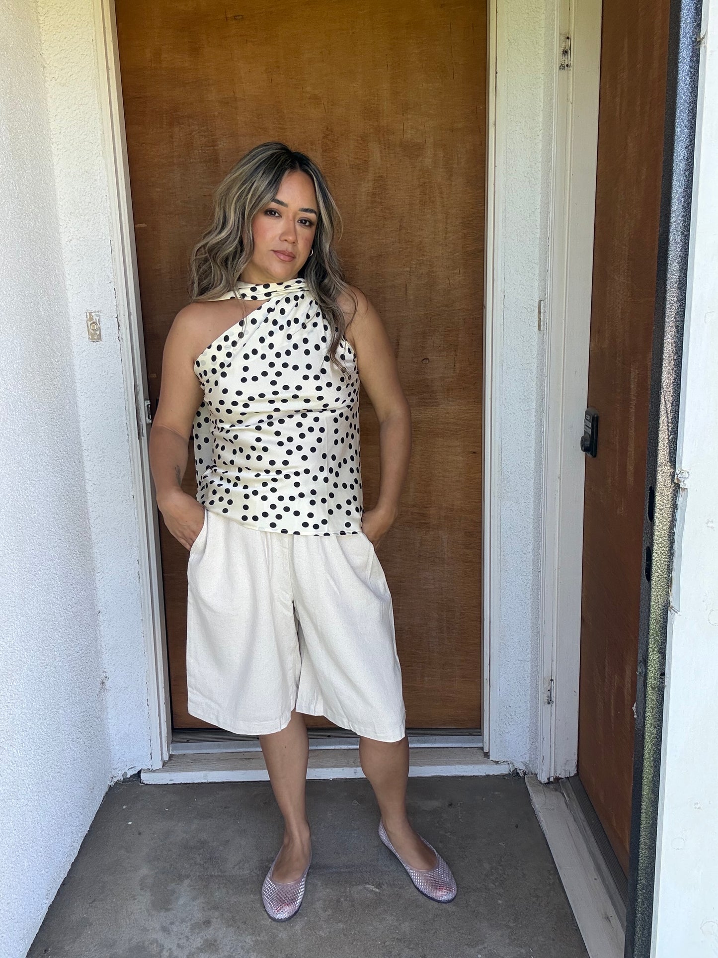 She’s Lovely Waist Tie Culottes- Oatmeal