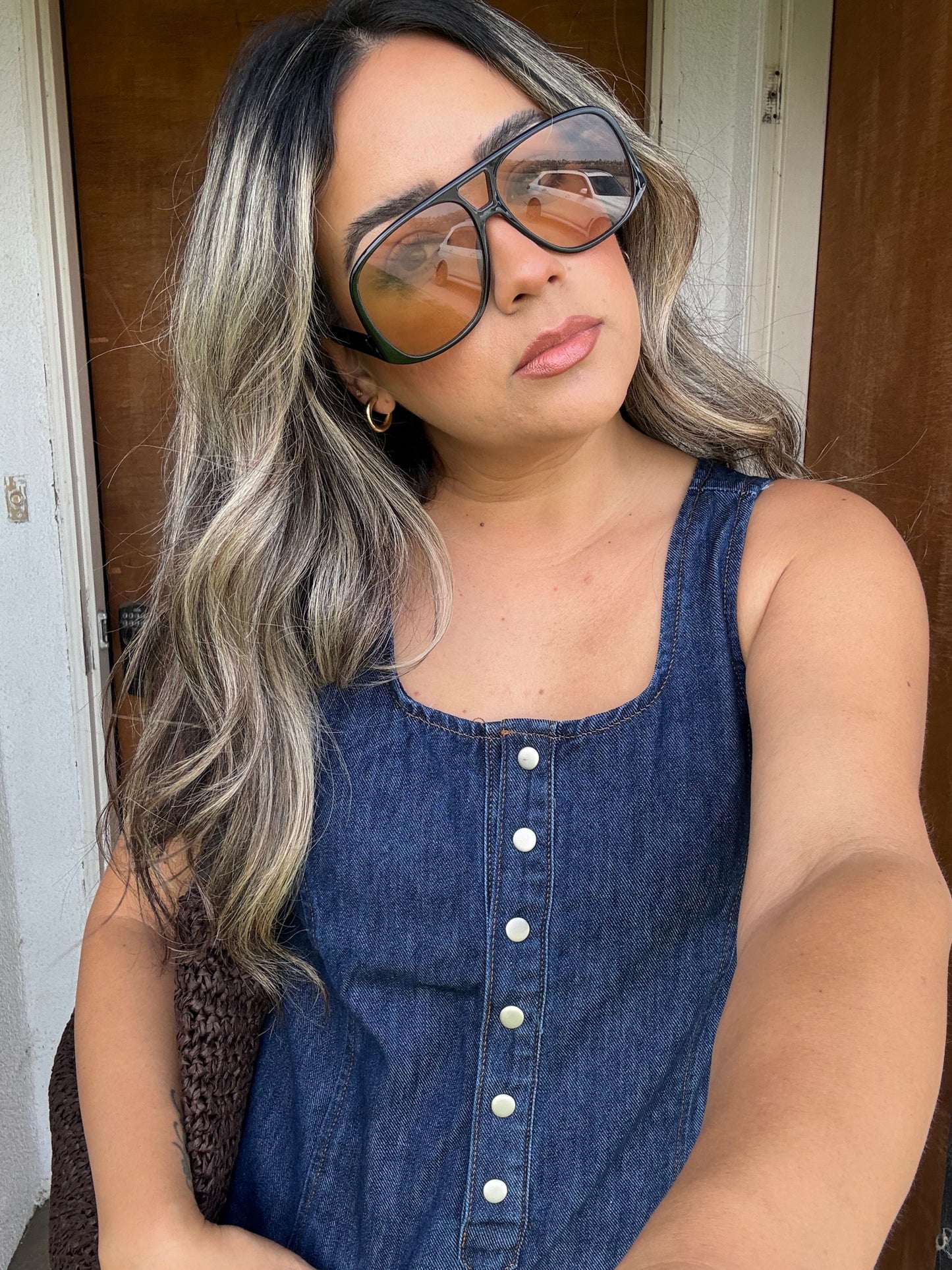 Indigo Denim Embroidered Dress