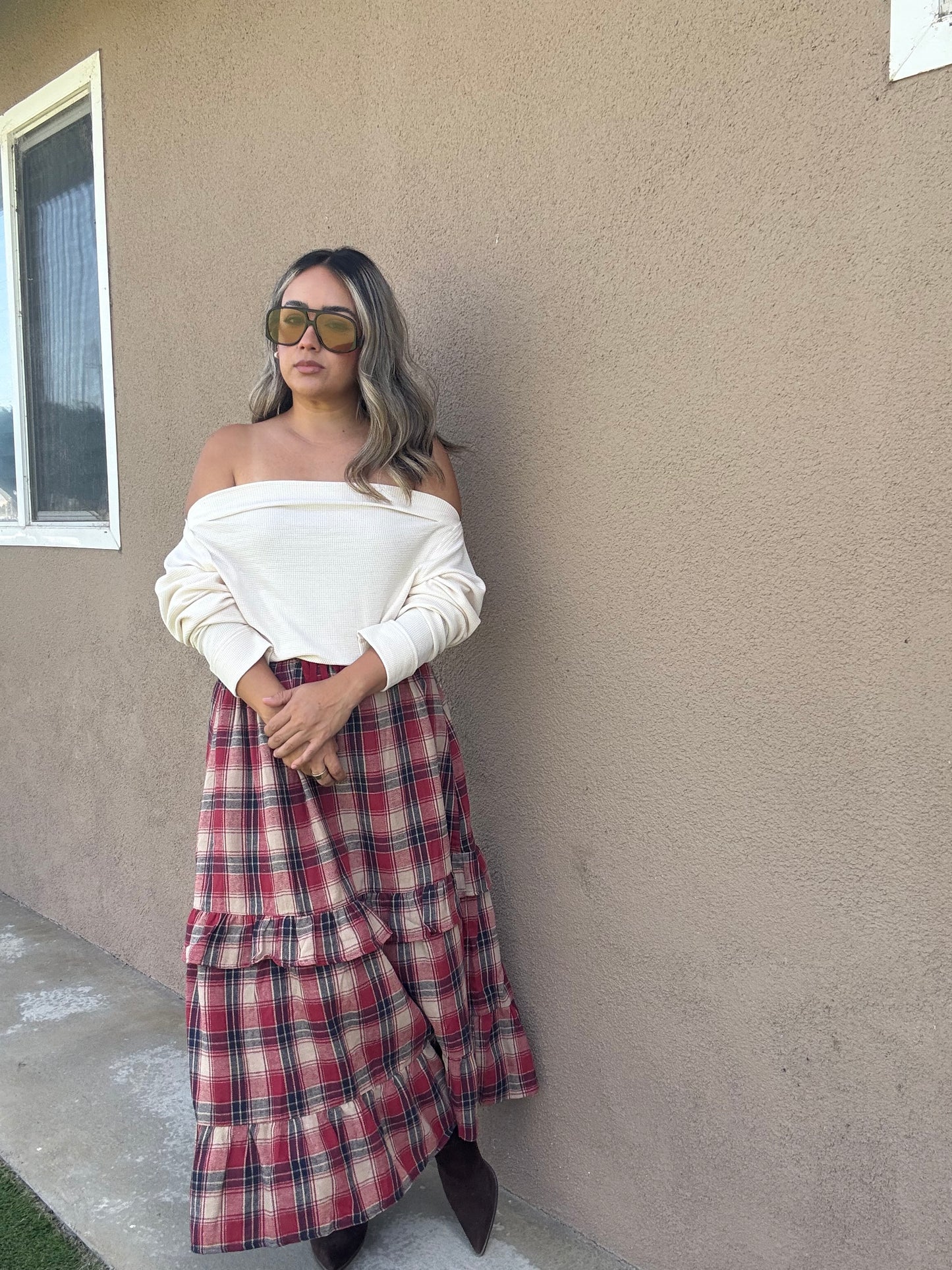 Checked Out Maxi Plaid Skirt