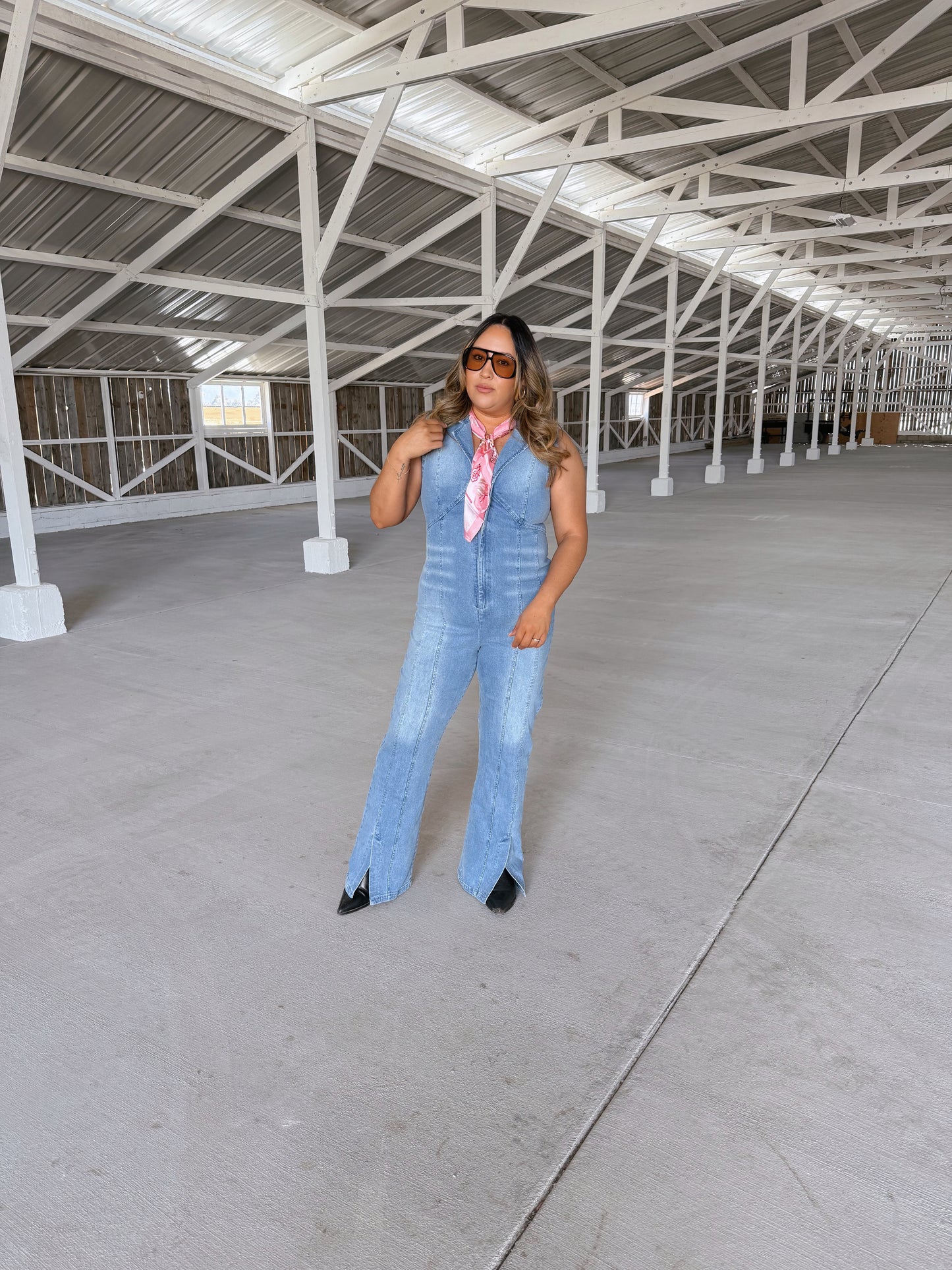 Make It Happen Collared Denim Jumpsuit