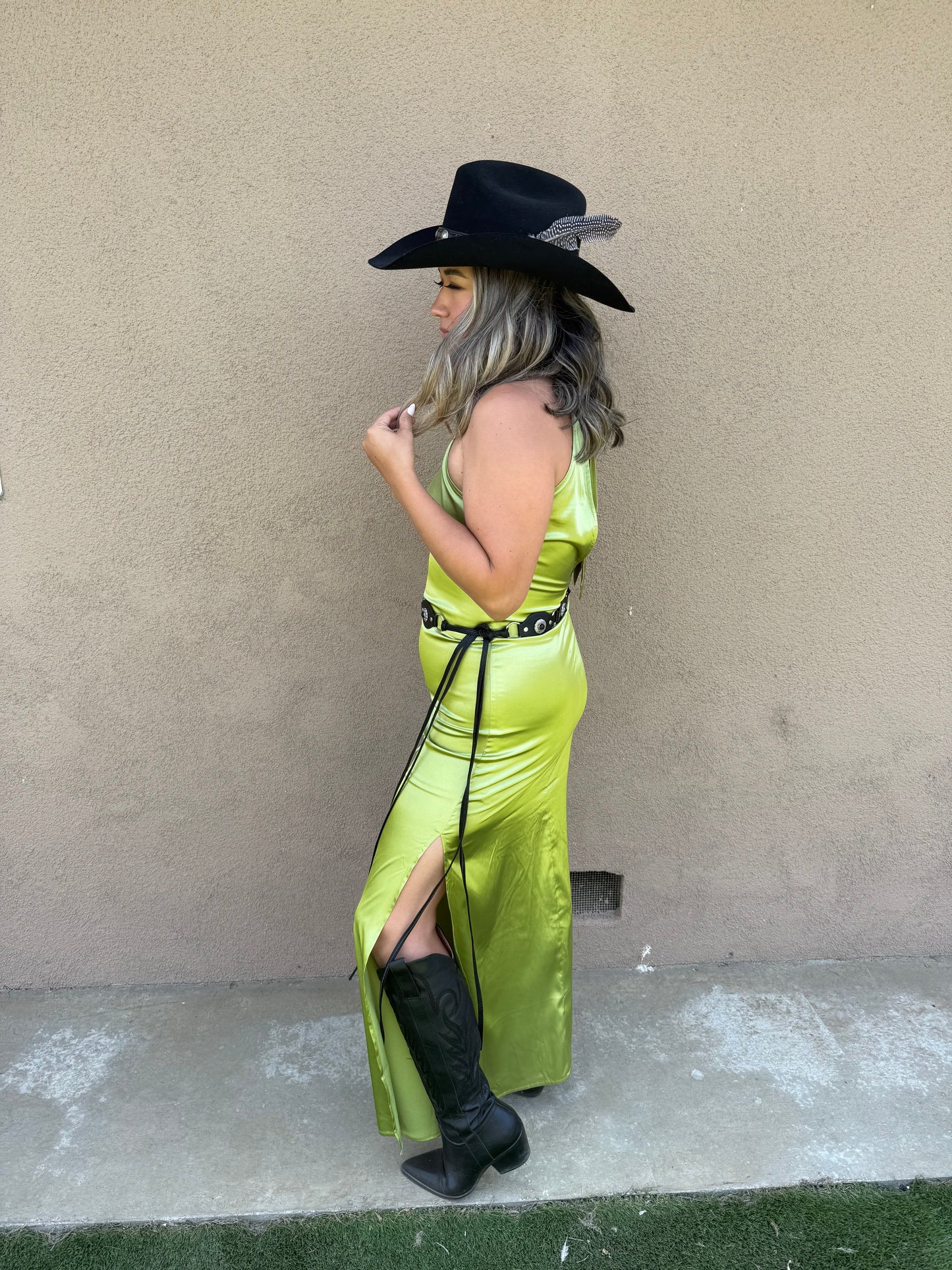 Laney Satin High Neck Dress