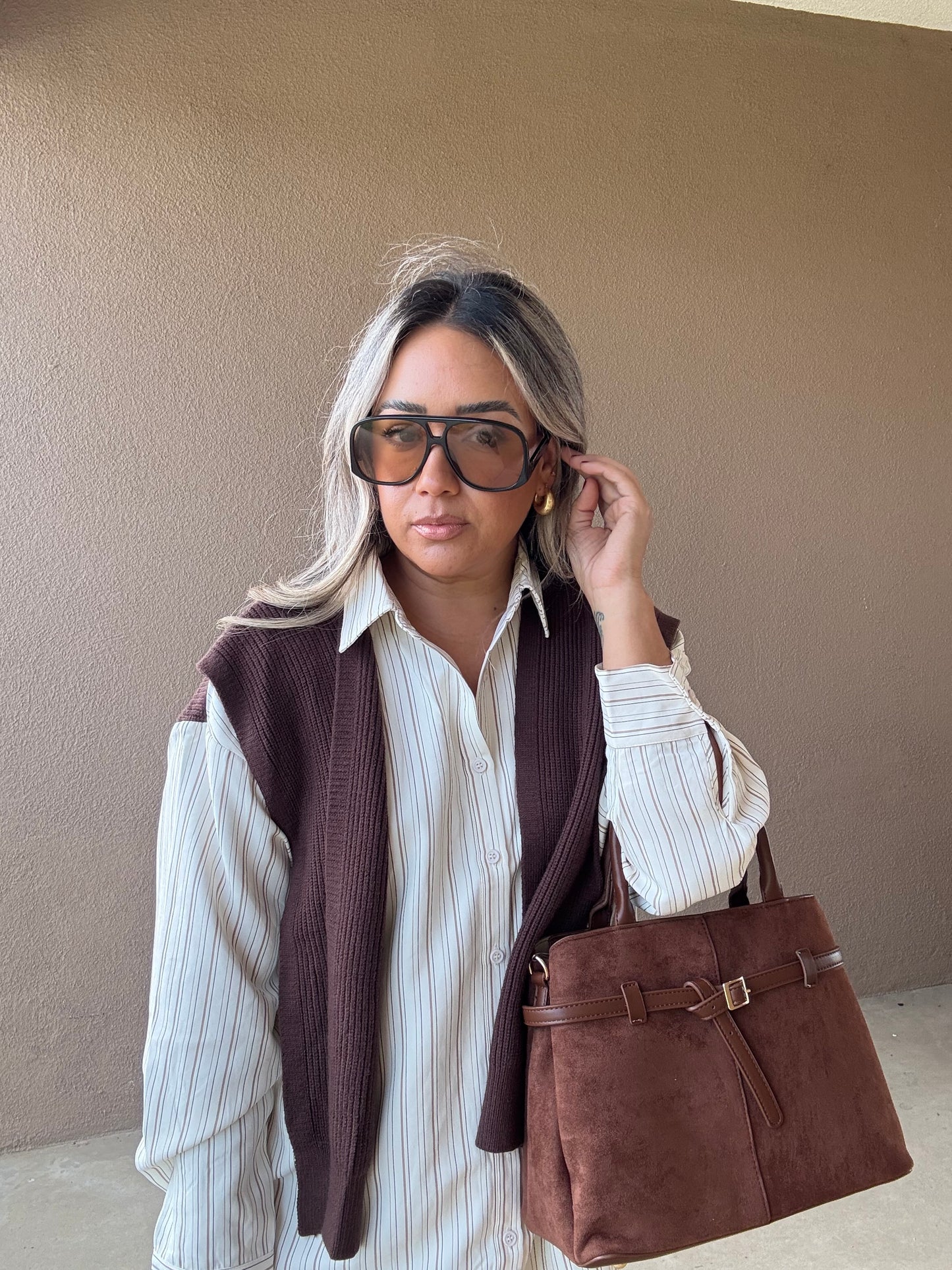 She’s Chic Suede Bag- Cognac