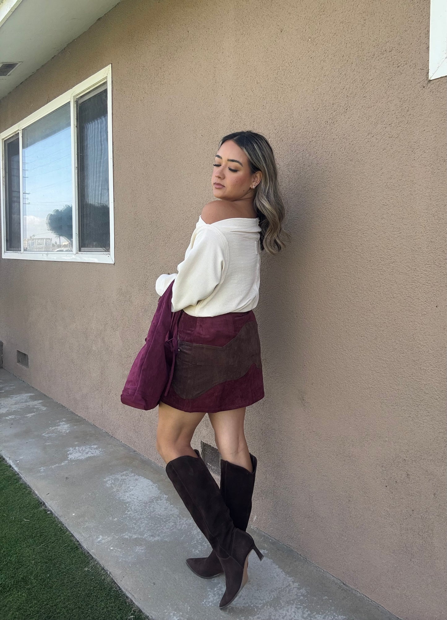 Fall For You Mini Skirt- Burgundy