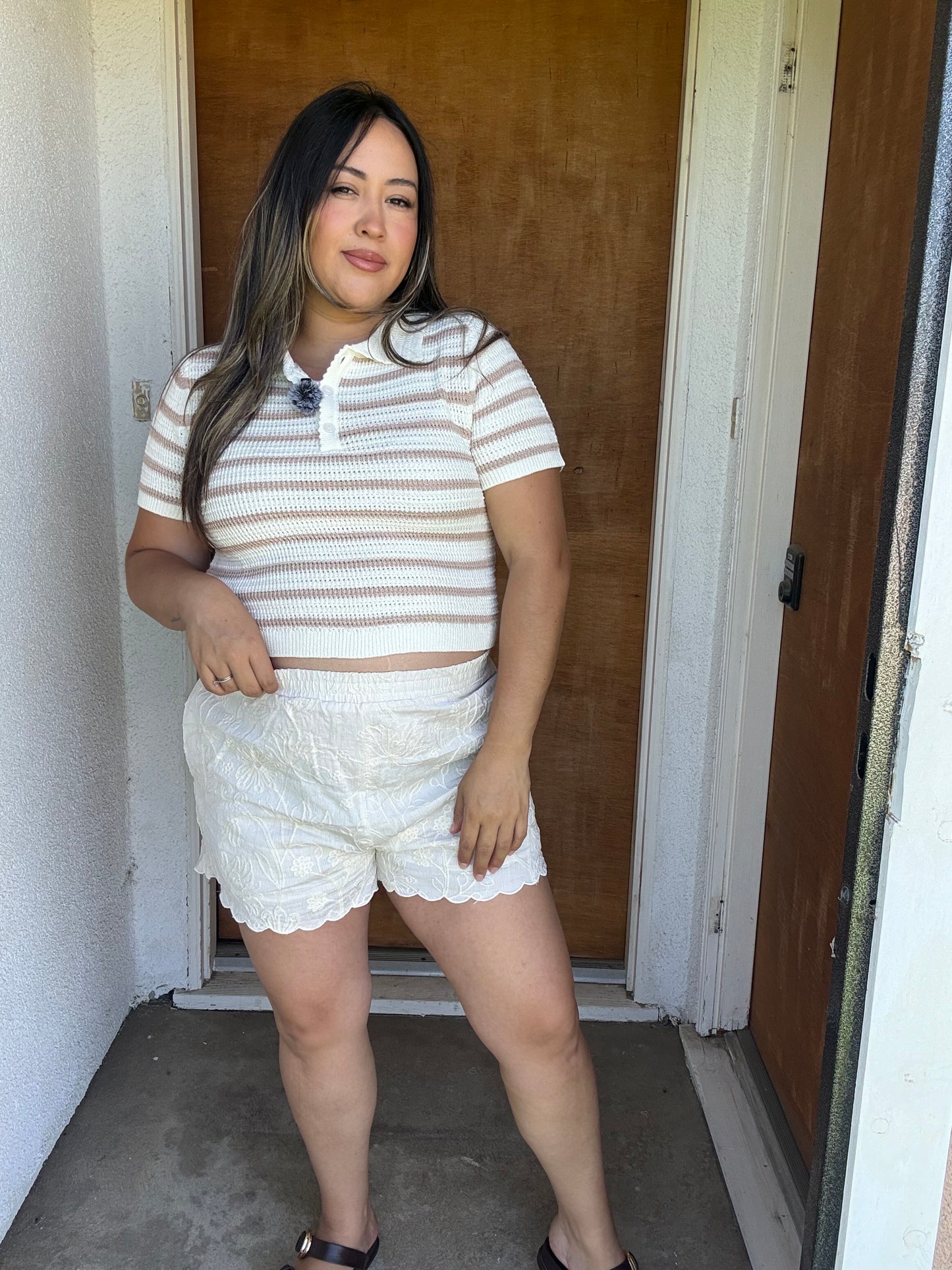 Warmer Days Knit Shorts- Cream