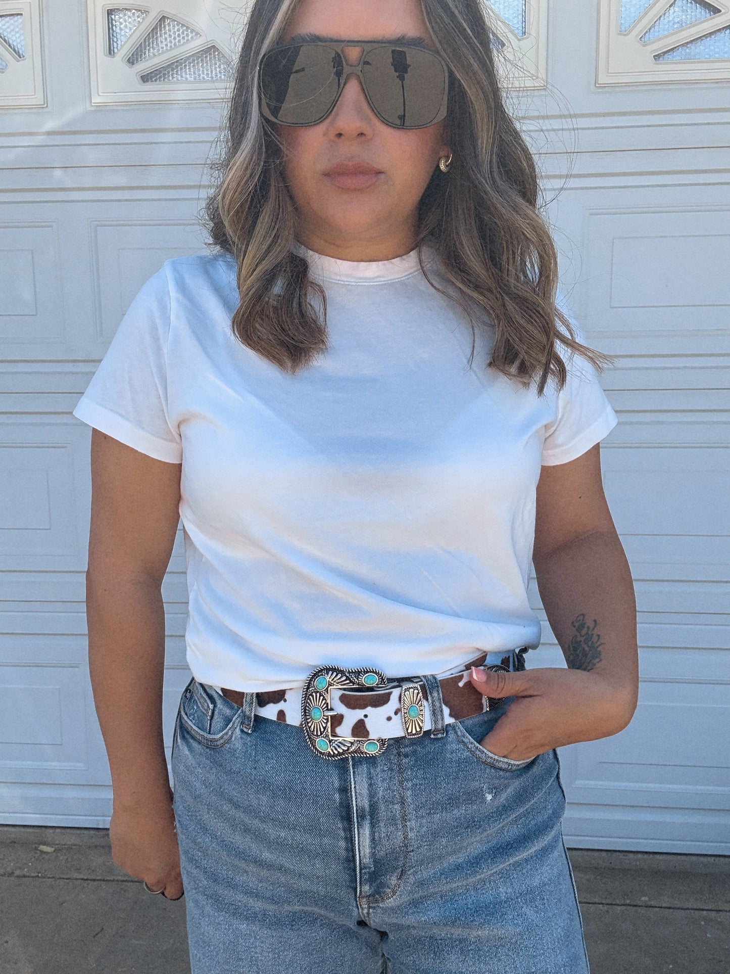 Fin de Semana Cow/Turquoise Belt