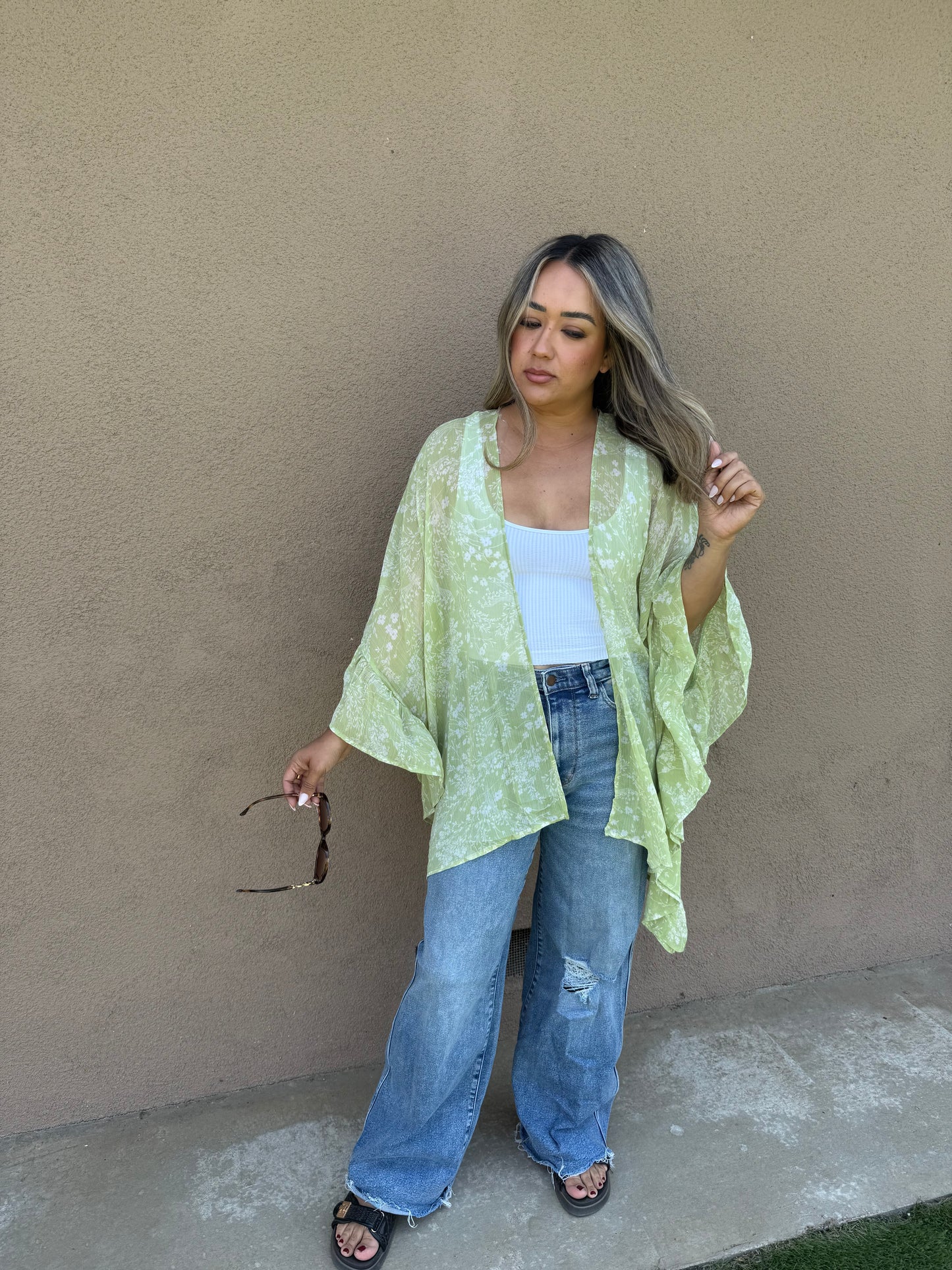 Poppy Floral Ruffled Kimono