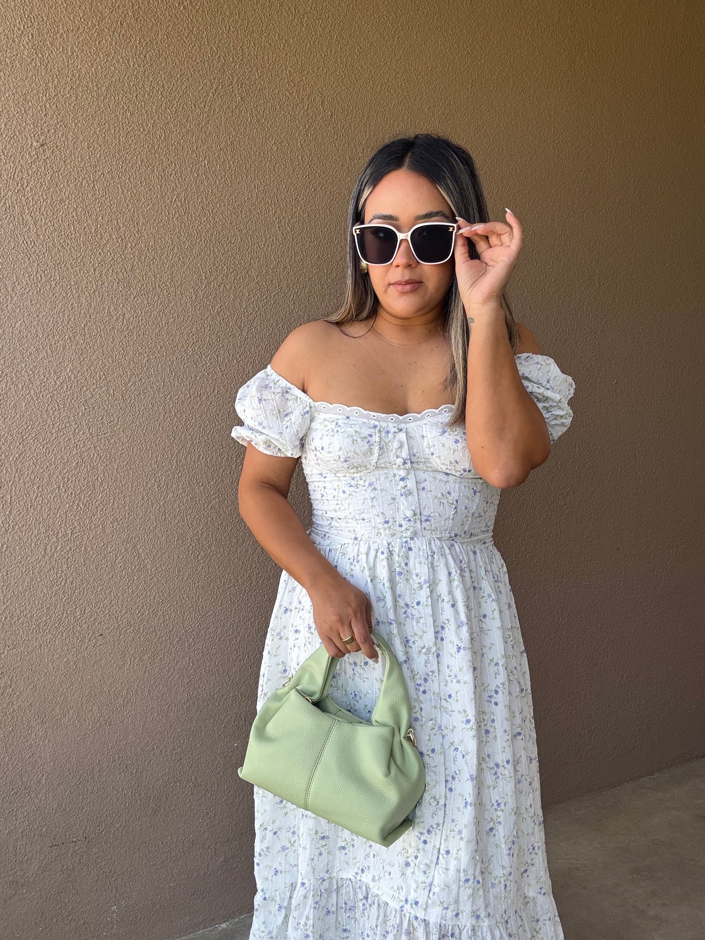 De Vacaciones Maxi Floral Puff Sleeve Dress