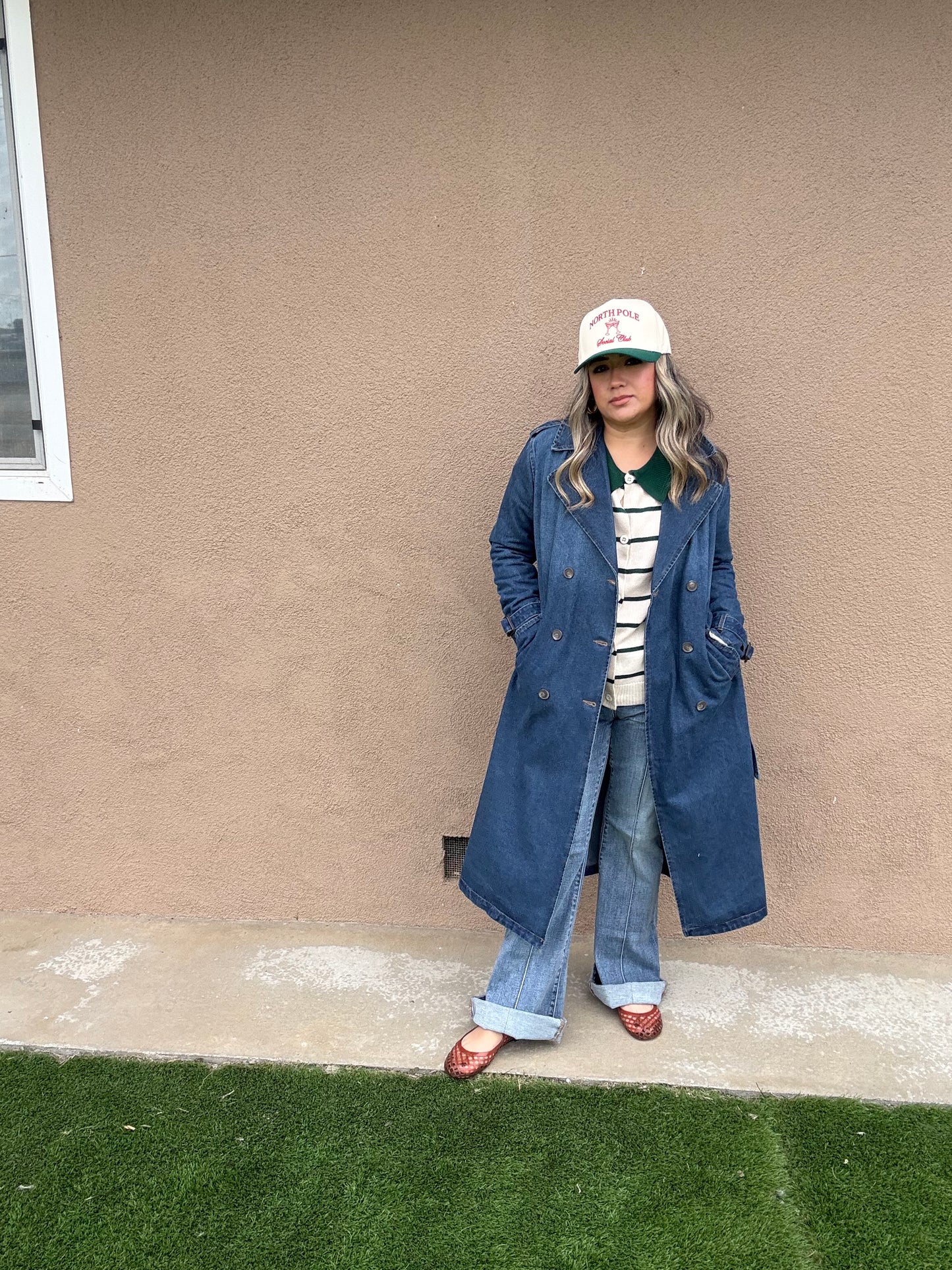 October Denim Notch Collar Trench Coat