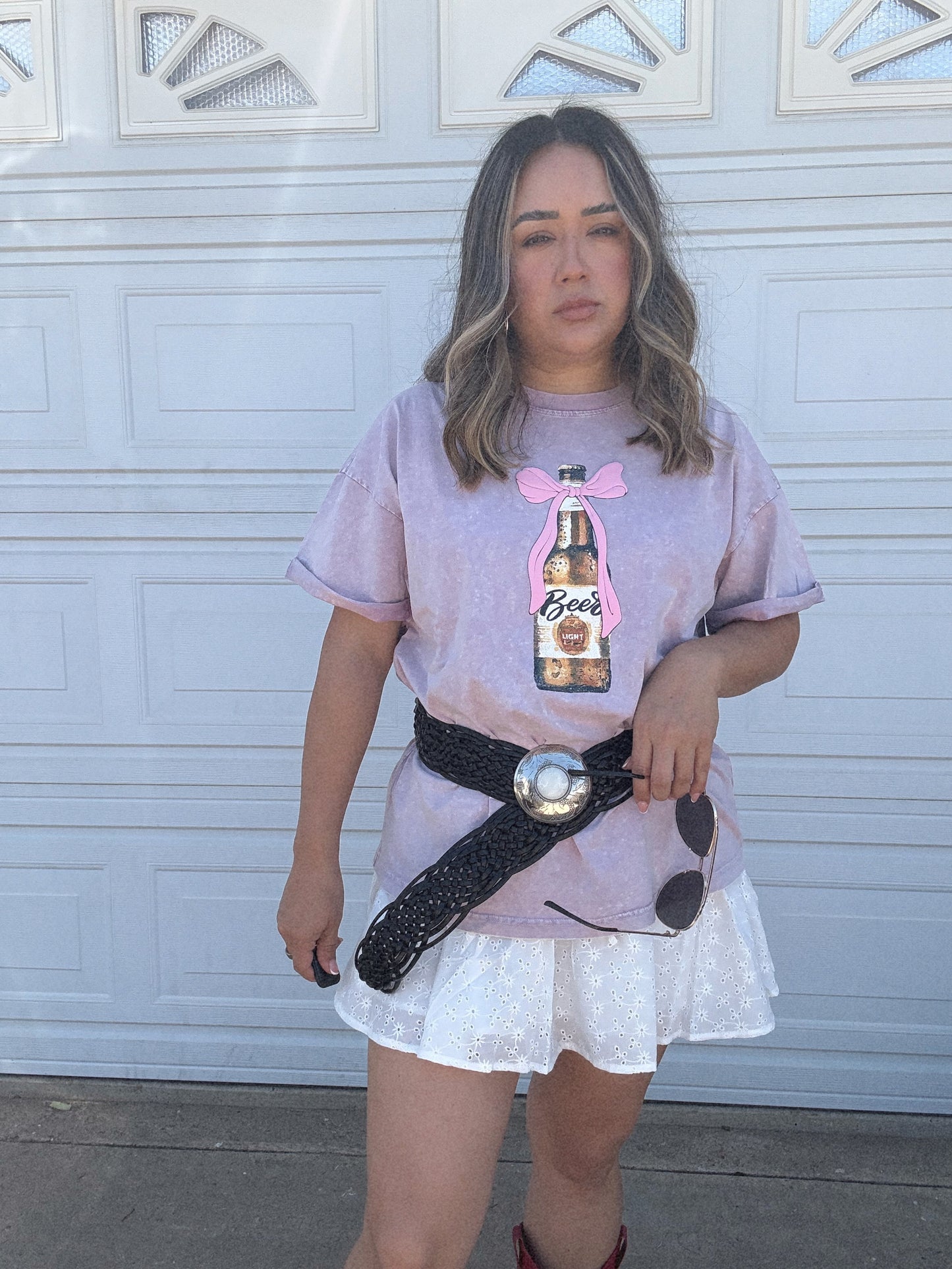 Bows n’ Beers Tee- Lavender