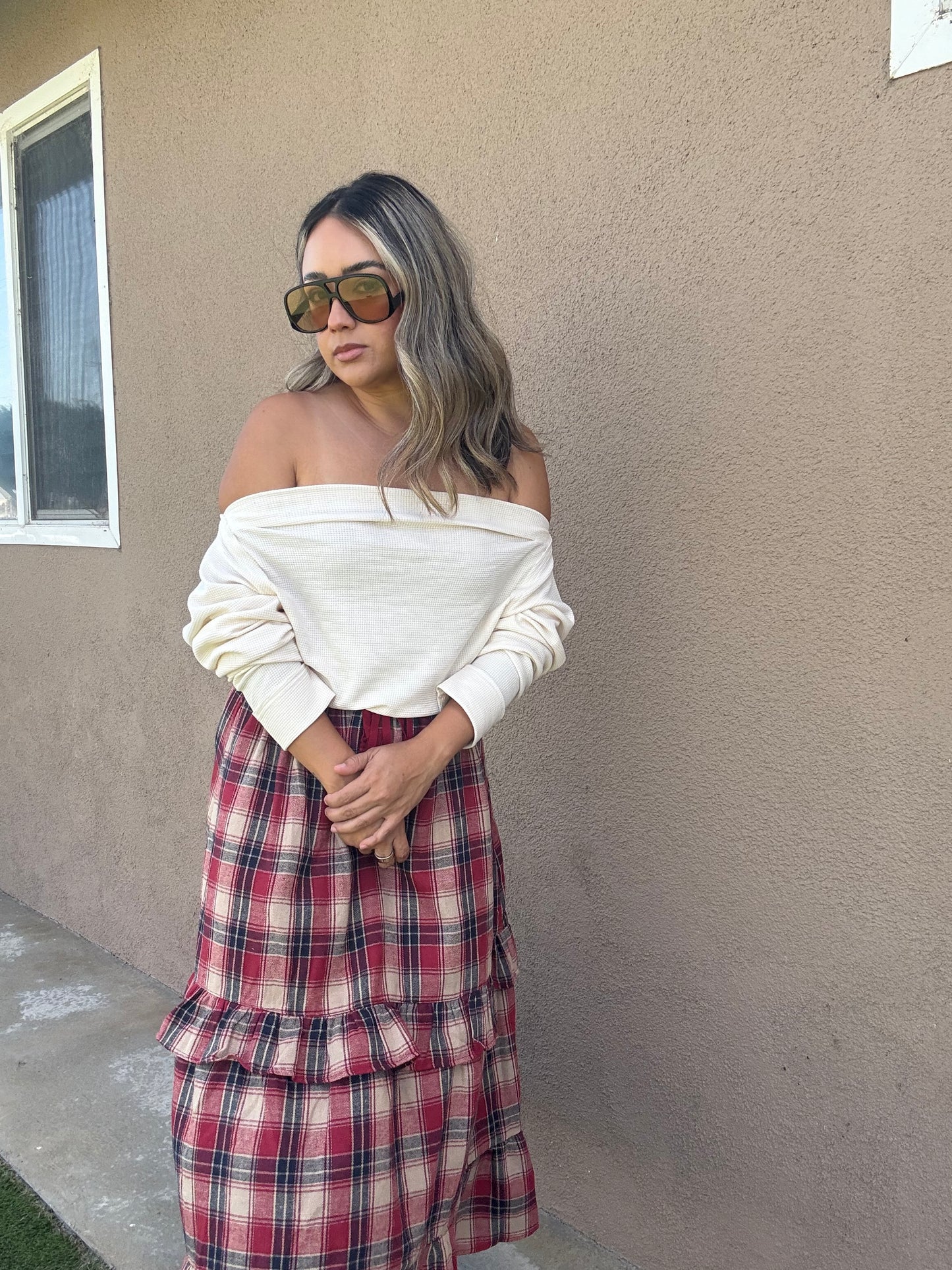 Checked Out Maxi Plaid Skirt