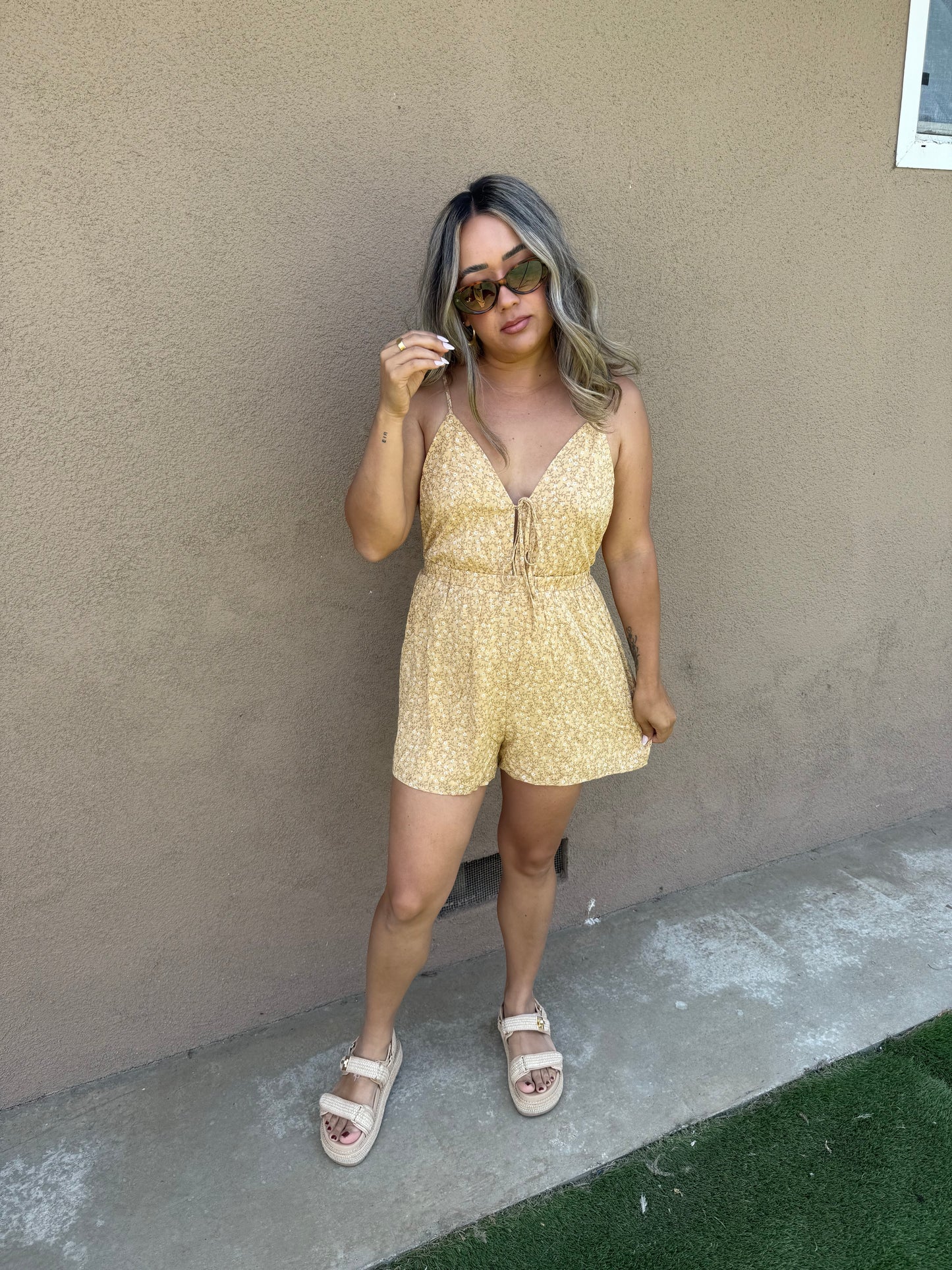 Golden Girl Floral Romper